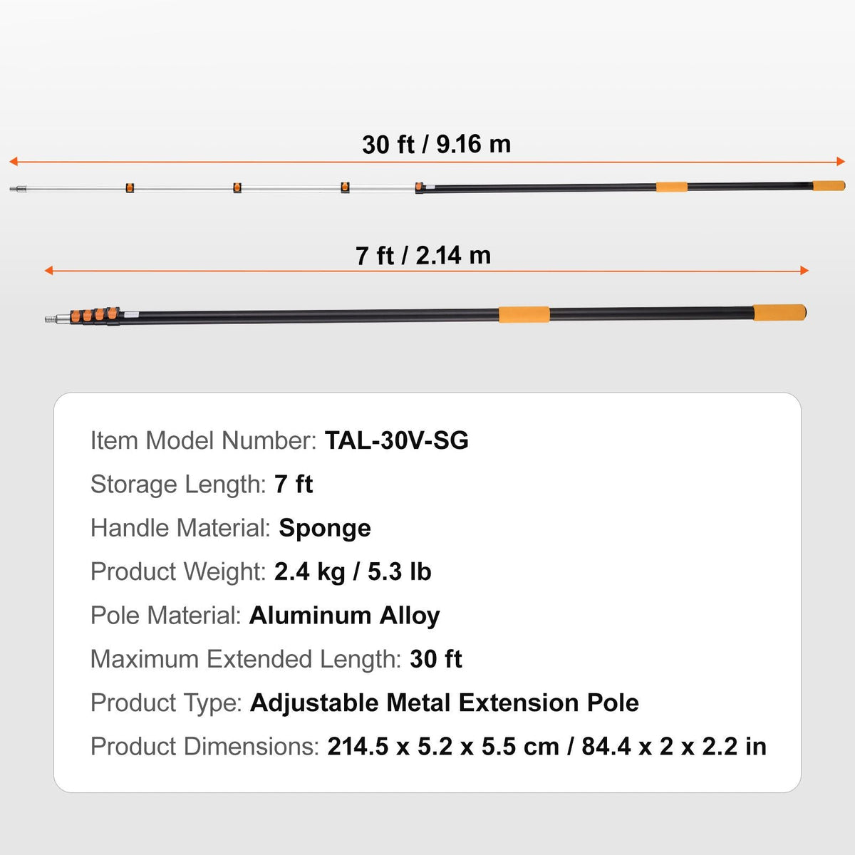 Telescoping Pole, 7 to 30 FT Pole, Extension Multi-Purpose Pole, Sturdy Aluminum Alloy Paint Extendable Pole with Flip-Lock Design, Telescopic Pole for Painting, Dusting and Cleaning