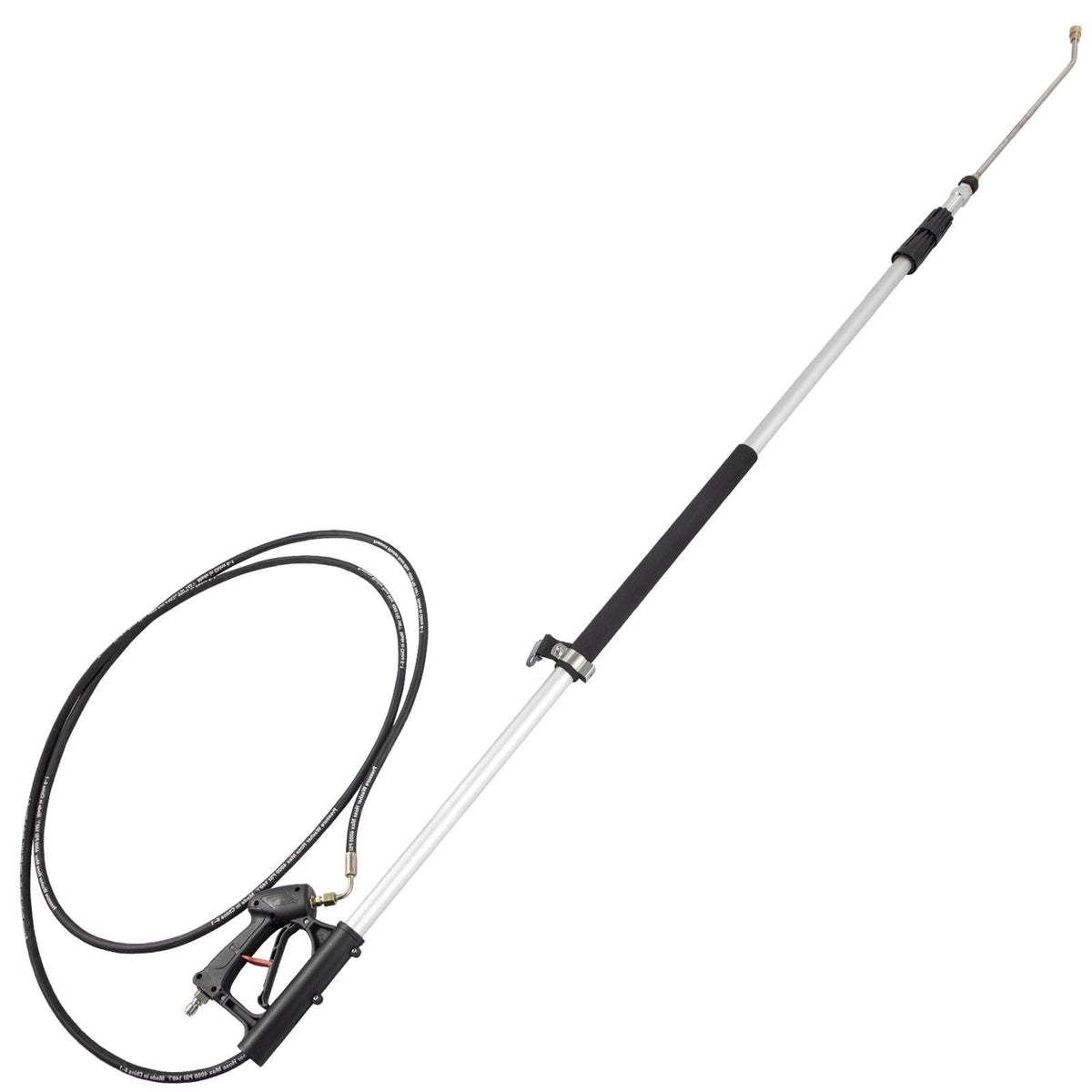 Telescoping Pressure Washer Wand, Max. 18 ft Adjustable Power Washer Extension Wand, 4000PSI 9GPM Power Cleaning Tools with 5 Nozzle Tips, Strap Belt, 3/8\'\' & 1/4\'\' Quick Connectors, Silver/