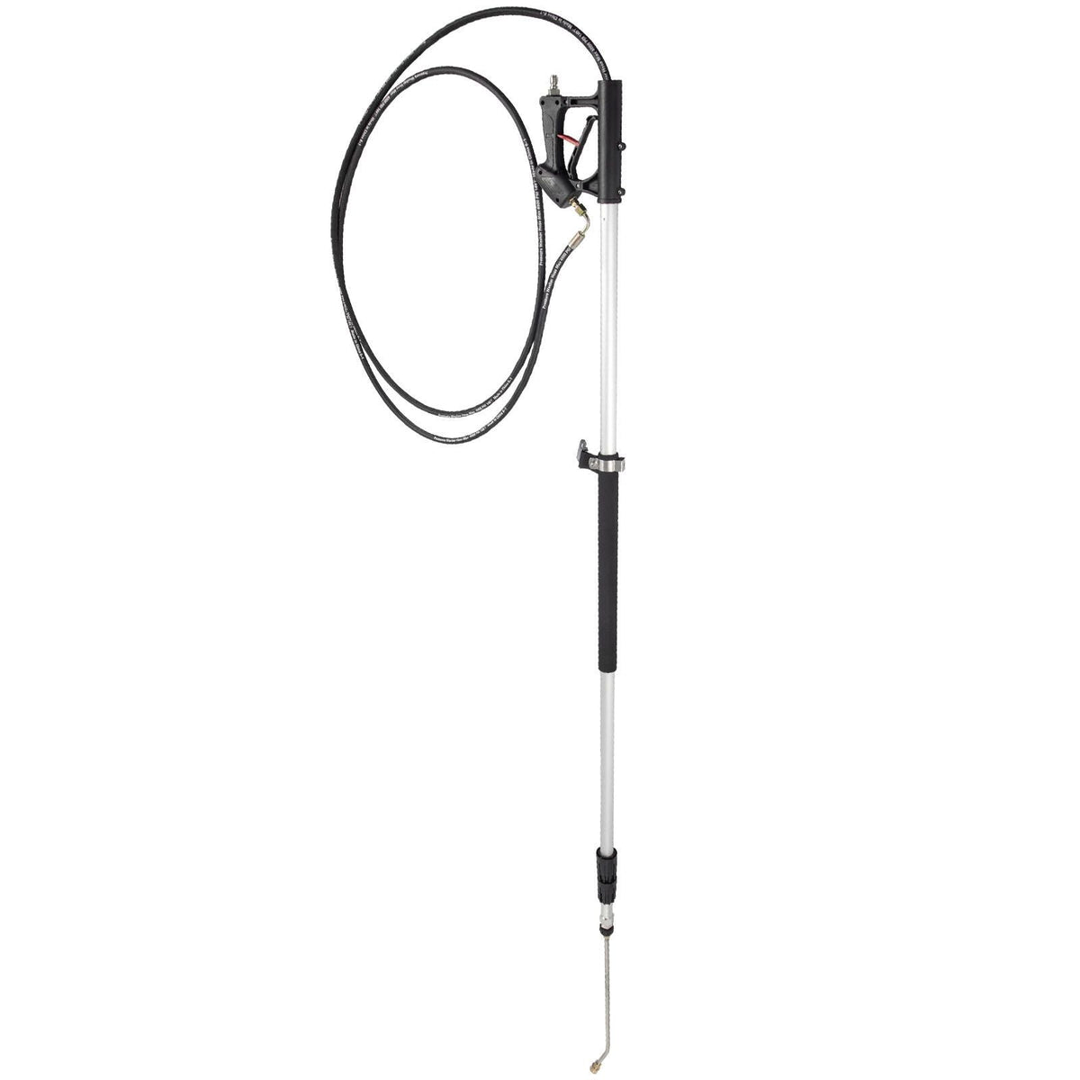 Telescoping Pressure Washer Wand, Max. 18 ft Adjustable Power Washer Extension Wand, 4000PSI 9GPM Power Cleaning Tools with 5 Nozzle Tips, Strap Belt, 3/8\'\' & 1/4\'\' Quick Connectors, Silver/
