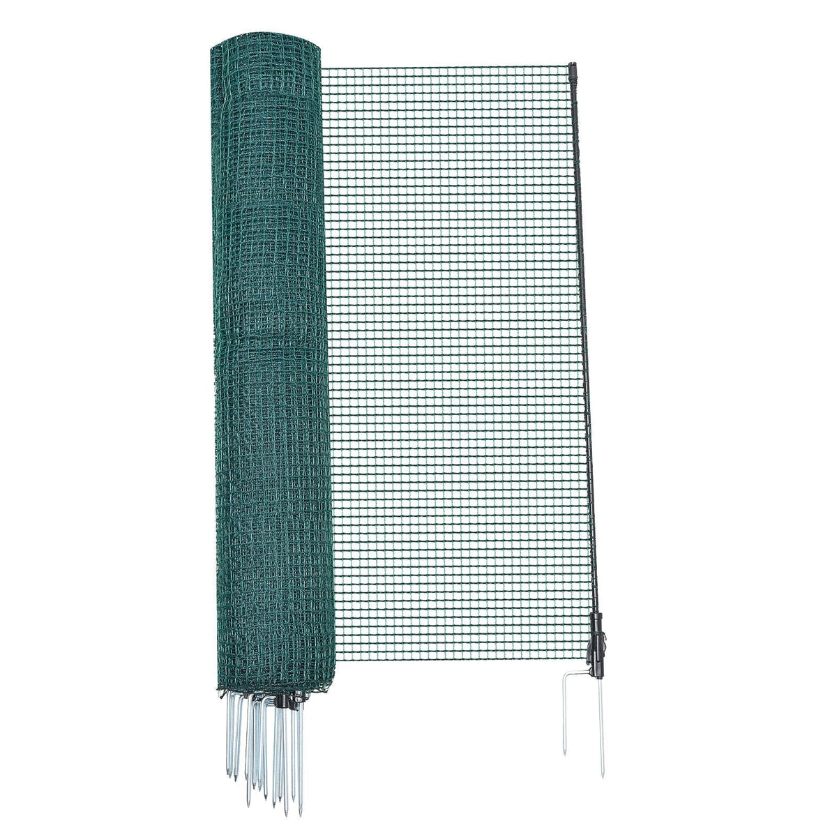 Temporary Fence with Posts, 3 x 49.2 FT Plastic Mesh Fencing, Garden Safety Fences Netting with Double-Spike Stakes & Guy Ropes, Temporary Fence for Dogs, Chickens, Plants, Outdoor Yards