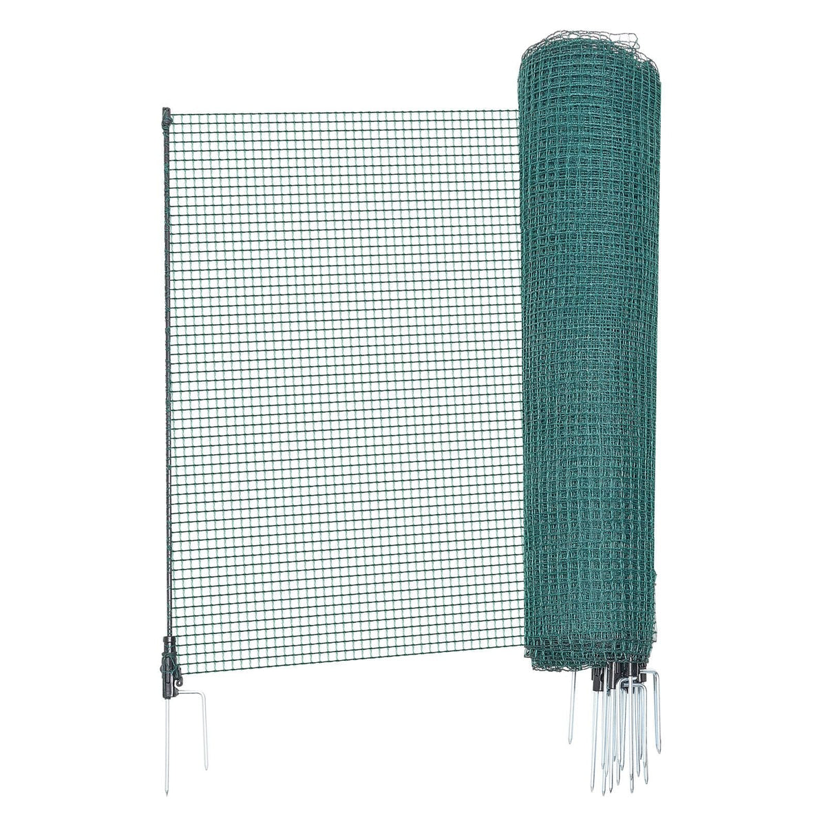Temporary Fence with Posts, 3 x 98.4 FT Plastic Mesh Fencing, Garden Safety Fences Netting with Double-Spike Stakes & Guy Ropes, Temporary Fence for Dogs, Chickens, Plants, Outdoor Yards