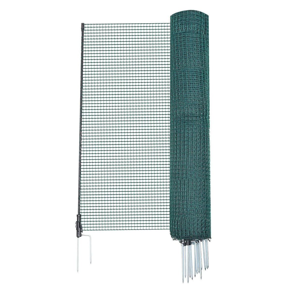 Temporary Fence with Posts, 3.9 x 49.2 FT Plastic Mesh Fencing, Garden Safety Fences Netting with Double-Spike Stakes & Guy Ropes, Temporary Fence for Dogs, Chickens, Plants, Outdoor Yards