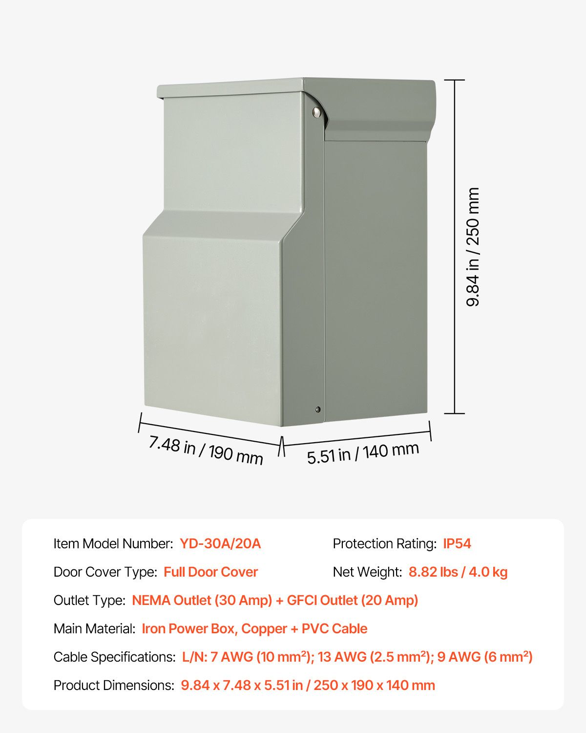 Temporary Power Outlet Panel, 20 30 Amp, RV EV Electrical Outlet Panel with NEMA 30 Amp GFCI 20 Amp Receptacle Installed, Pre-Wired IP54 Weatherproof Box, for RV Camper Car Travel Motorhome