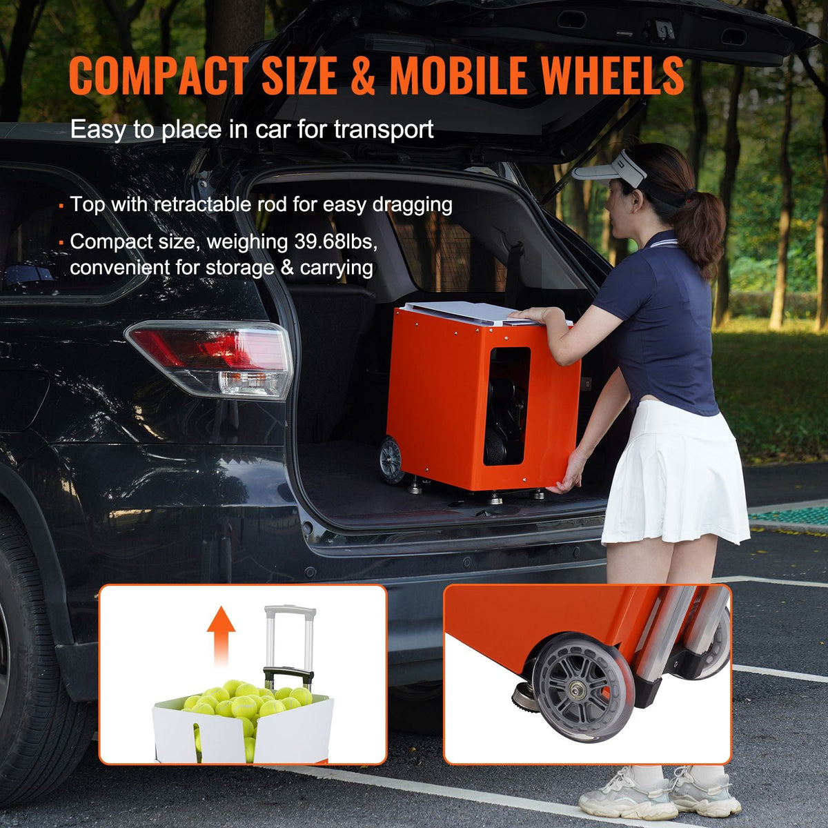 Tennis Ball Machine, Automatic Portable Tennis Ball Launcher, 100 Balls Tennis Training Practice Thrower, 5 Motors Multi-Mode Drills, 2+ Hours Play, Rechargeable Battery, App Remote Control
