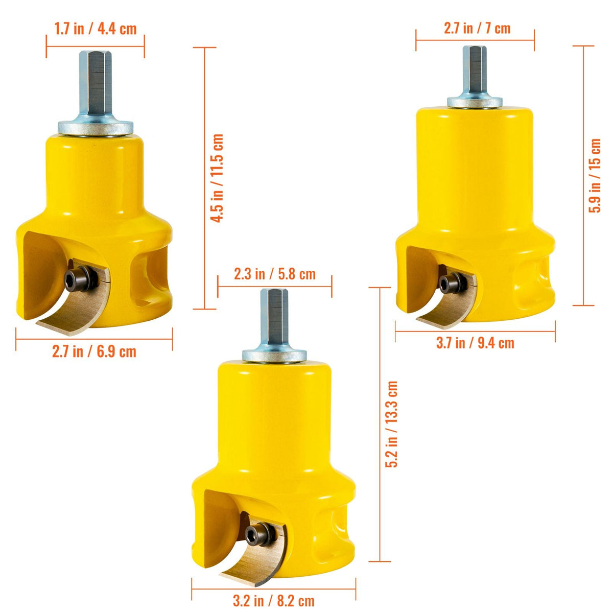 Tenon Cutter, 1"/25.4mm & 1.5"/38mm & 2"/50.8mm, Premium Aluminum & Steel Log Furniture Cutter, with Dual Curved Blades & Button Screws Home Master Kit, Commercial Starter's Tool for Home DIY