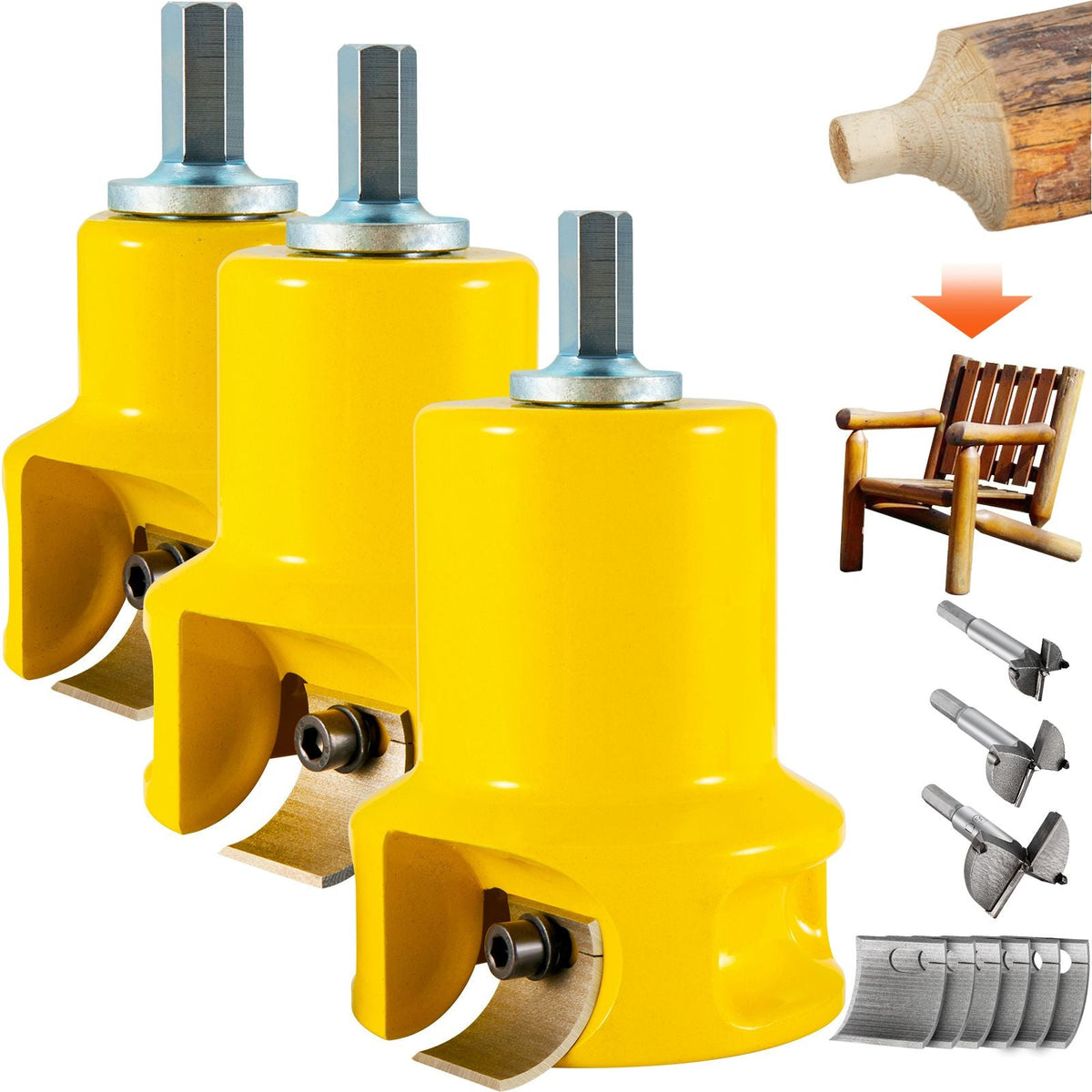 Tenon Cutter, 1"/25.4mm & 1.5"/38mm & 2"/50.8mm, Premium Aluminum & Steel Log Furniture Cutter, with Dual Curved Blades & Button Screws Home Master Kit, Commercial Starter's Tool for Home DIY