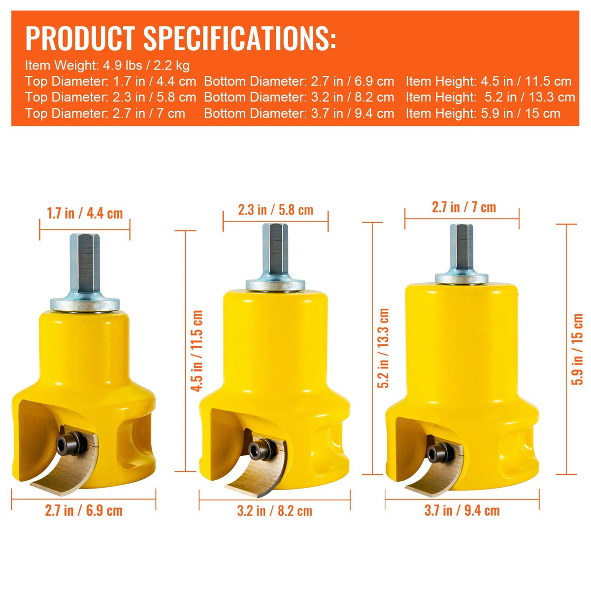 Tenon Cutter, 1"/25.4mm & 1.5"/38mm & 2"/50.8mm, Premium Aluminum & Steel Log Furniture Cutter, with Dual Curved Blades & Button Screws Home Master Kit, Commercial Starter's Tool for Home DIY