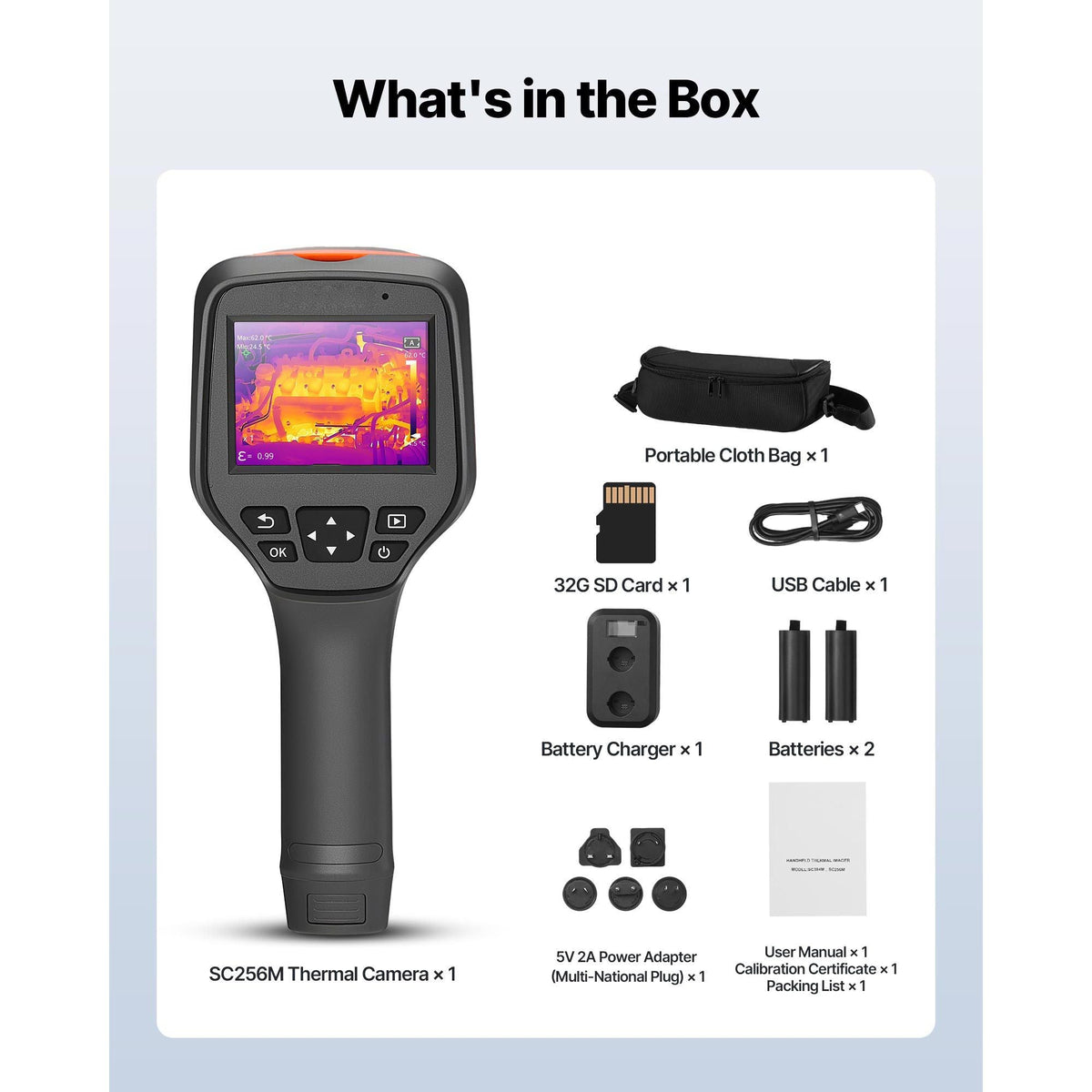 Thermal Camera, 256 x 192 IR Resolution, Handheld Thermal Imaging Camera with 2MP Visual Camera, 25HZ Refresh Rate Infrared Imager with 3.5-Inch Touch Screen, -4 to1022 Fahrenheit