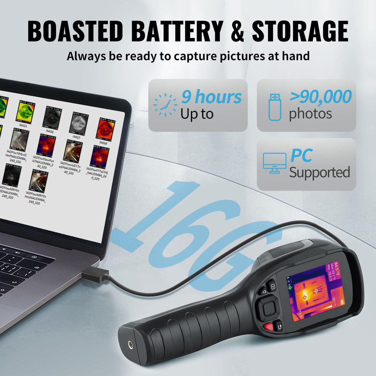 Thermal Imaging Camera, 320 x 240 Pixels Super Resolution, 25Hz Refresh Rate Infrared Camera with -4 to 752 Fahrenheit Temperature Range, 32G Built-in SD Card, and Rechargeable Li-ion Battery