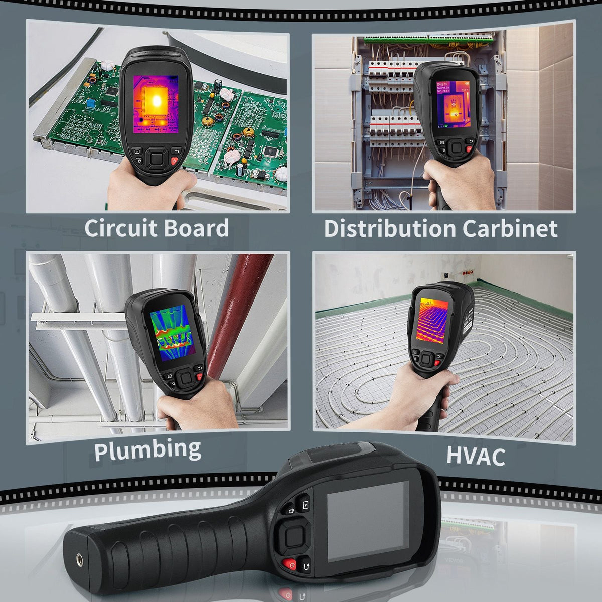 Thermal Imaging Camera, 320 x 240 Pixels Super Resolution with 2MP Visual Camera, 25Hz Refresh Rate Infrared Camera with -4 to 1022 F Temp, 64G SD Card and Rechargeable Li-ion Battery