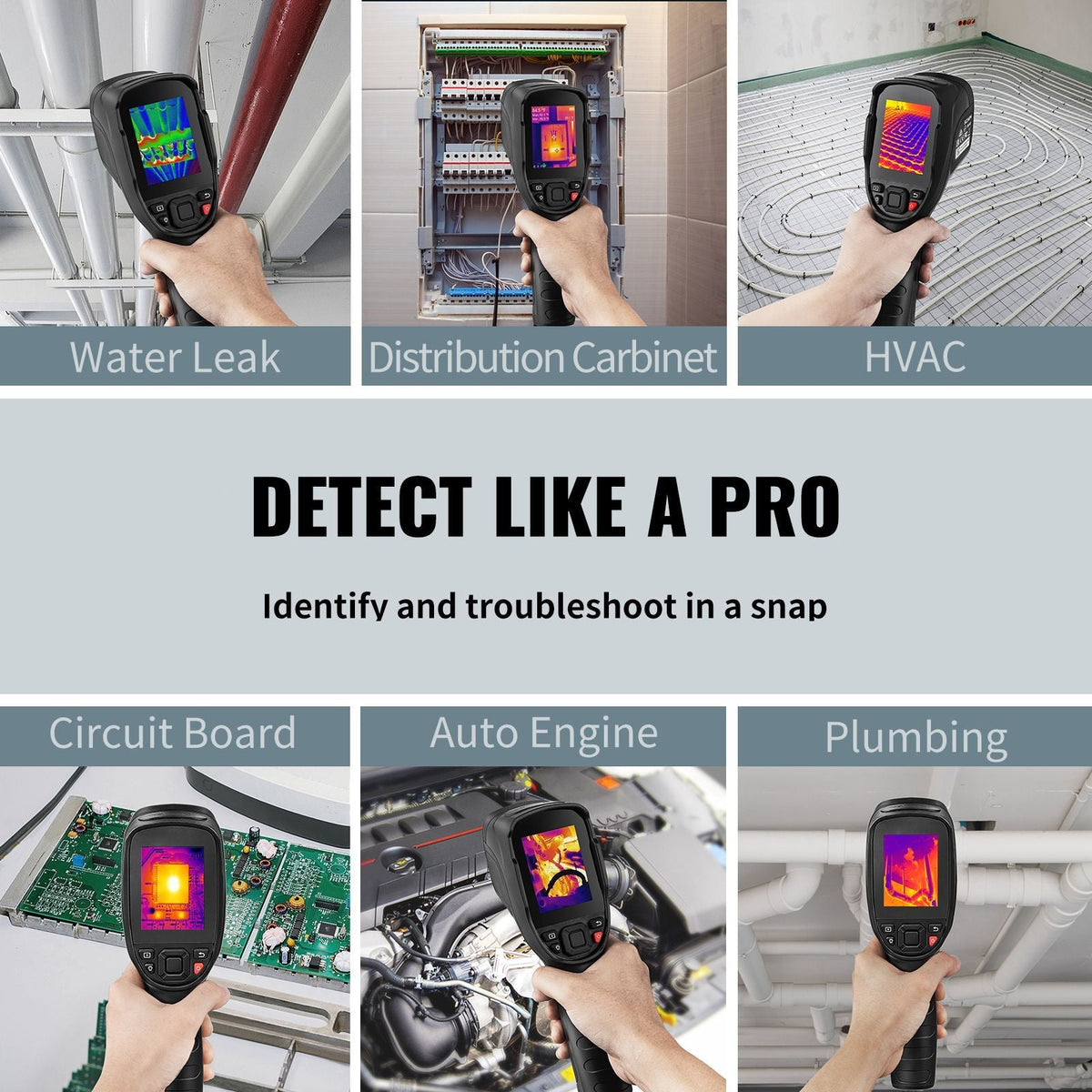 Thermal Imaging Camera, 320 x 240 Pixels Super Resolution with 2MP Visual Camera, 25Hz Refresh Rate Infrared Camera with -4 to 1022 F Temp, 64G SD Card and Rechargeable Li-ion Battery