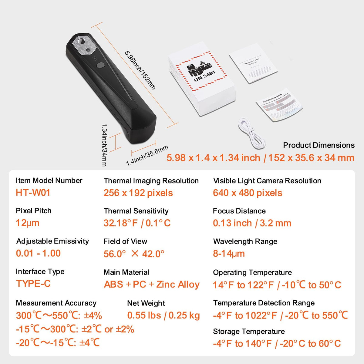 Thermal Imaging Camera for Android & IOS, 256 x 192 IR High Resolution, Wireless Infrared Thermal Imager with WiFi & Visual Camera, 25Hz Refresh Rate Thermal Camera for Smartphone, -4 -1022 F