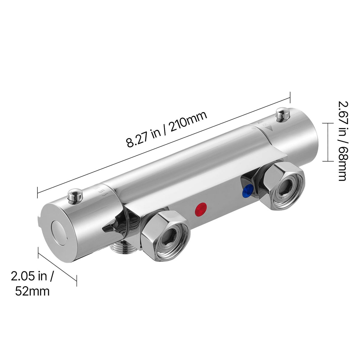 Thermostatic Shower Faucet Valve, 100 Fahrenheit Secure Lock Thermostatic Shower Valve Trim Mixer, Hot Cold Water Showering Faucet Temperature Control Valves, Leak-Proof & Chrome Plated