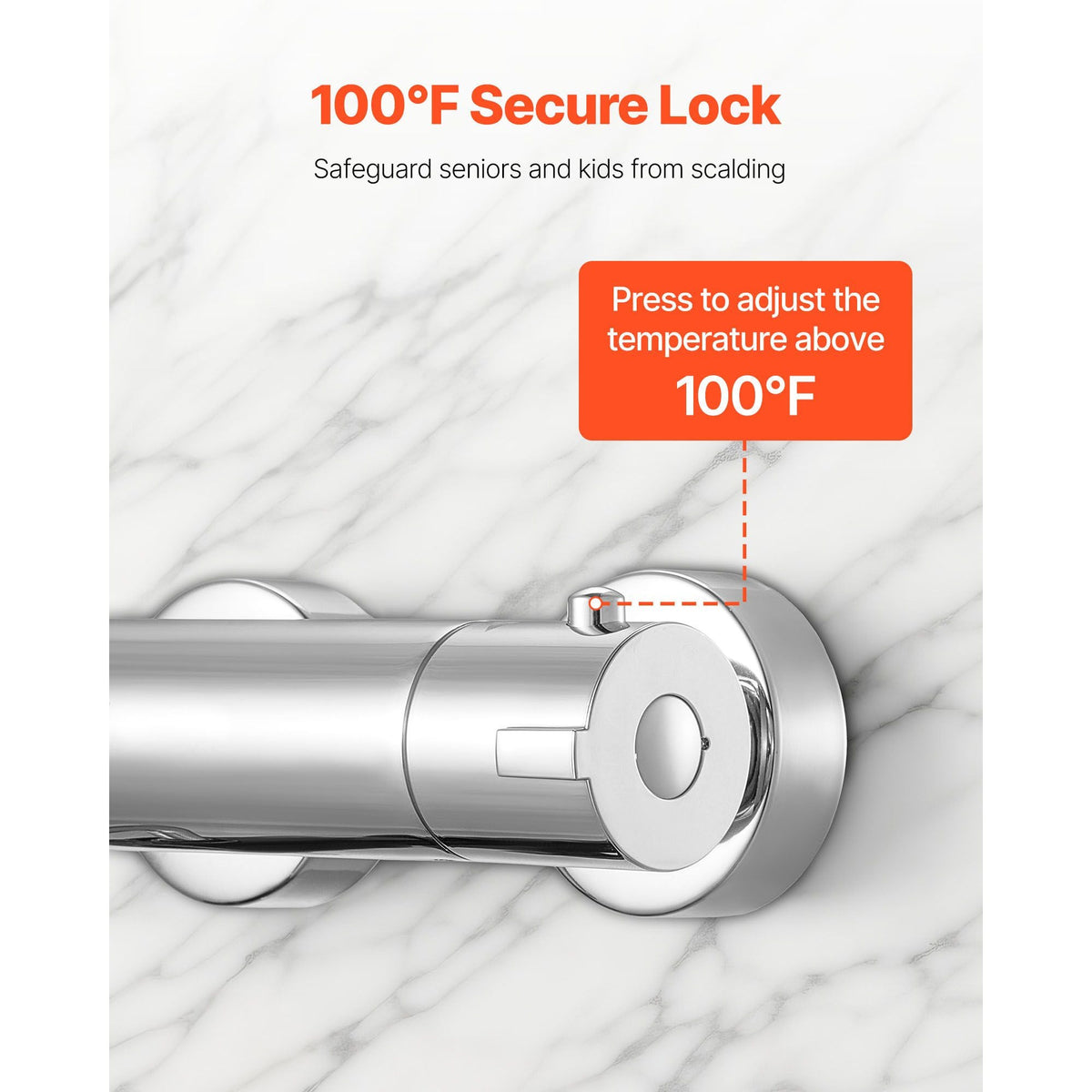 Thermostatic Shower Faucet Valve, 100 Fahrenheit Secure Lock Thermostatic Shower Valve Trim Mixer, Hot Cold Water Showering Faucet Temperature Control Valves, Leak-Proof & Chrome Plated