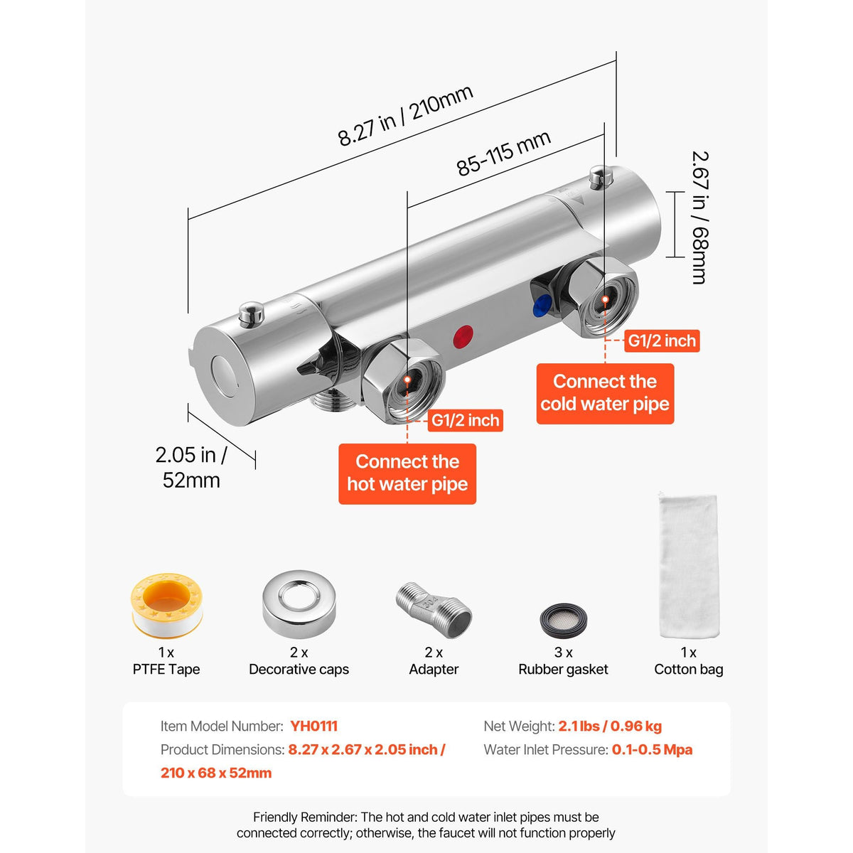 Thermostatic Shower Faucet Valve, 100 Fahrenheit Secure Lock Thermostatic Shower Valve Trim Mixer, Hot Cold Water Showering Faucet Temperature Control Valves, Leak-Proof & Chrome Plated