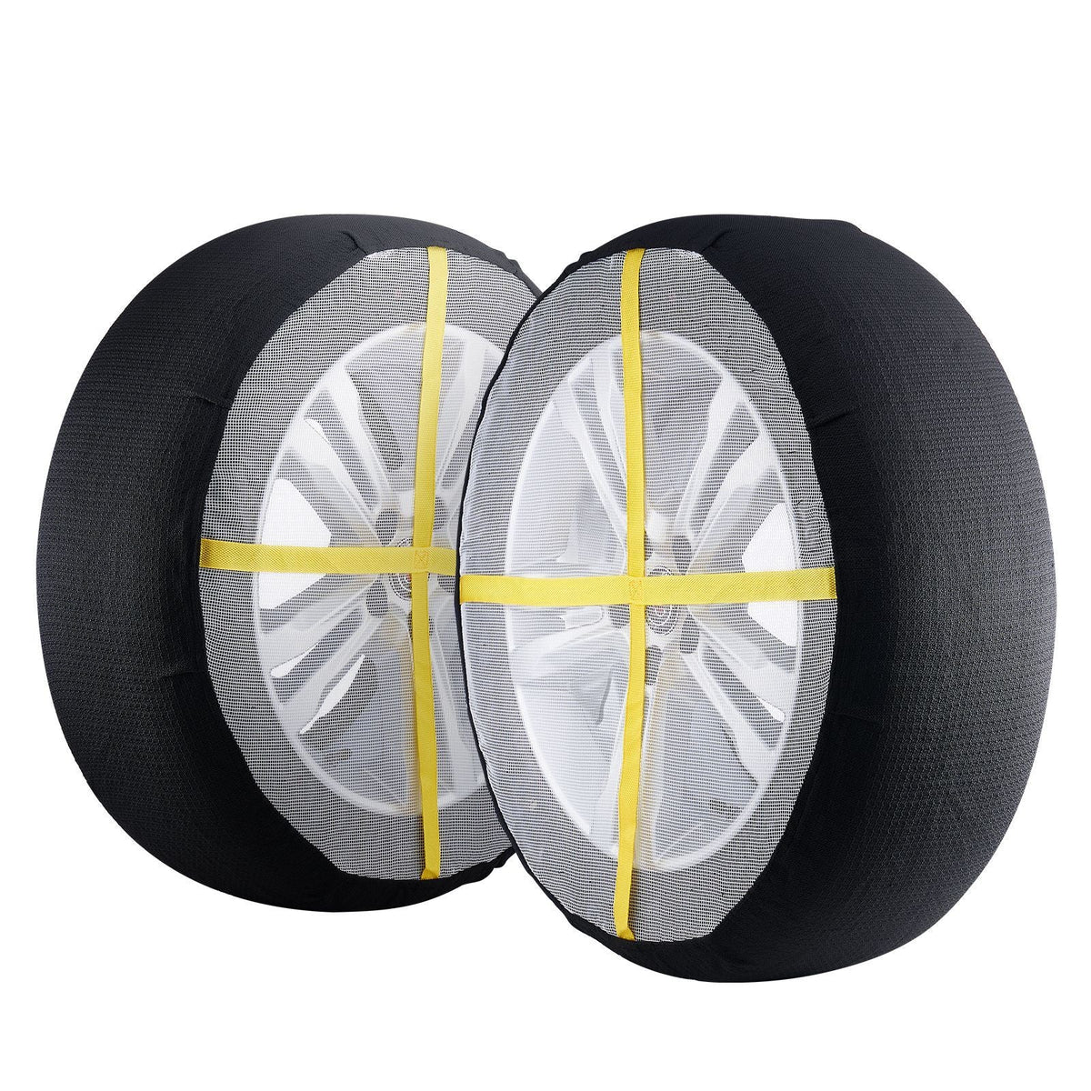 Thickened Snow Socks for Tires, Full Coverage Tire Socks with Polyester Fiber, Snow Traction Tire Cover for Car, SUV, Pickup and Truck (Pack of 2)-Large