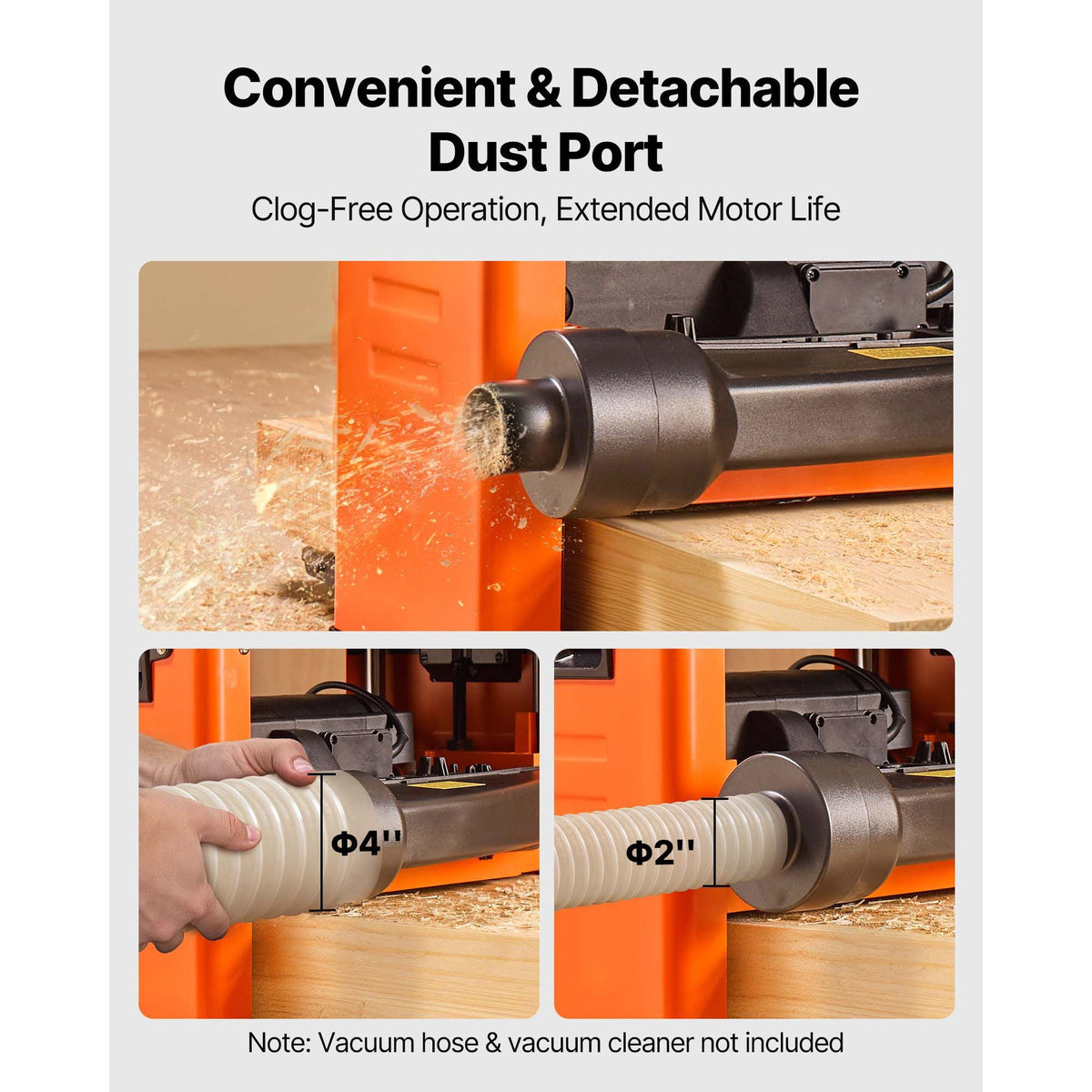 Thickness Planer, Three-Blade, 13-Inch Width Worktable Power Benchtop Planer, 2000W 23500 RPM Powerful Motor, Dual Rollers, Over Protection, Single Speed Woodworking, for Hard Soft Wood Material