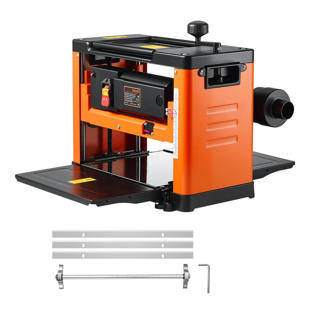 Thickness Planer, Three-Blade, 13-Inch Width Worktable Power Benchtop Planer, 2000W 23500 RPM Powerful Motor, Dual Rollers, Over Protection, Single Speed Woodworking, for Hard Soft Wood Material