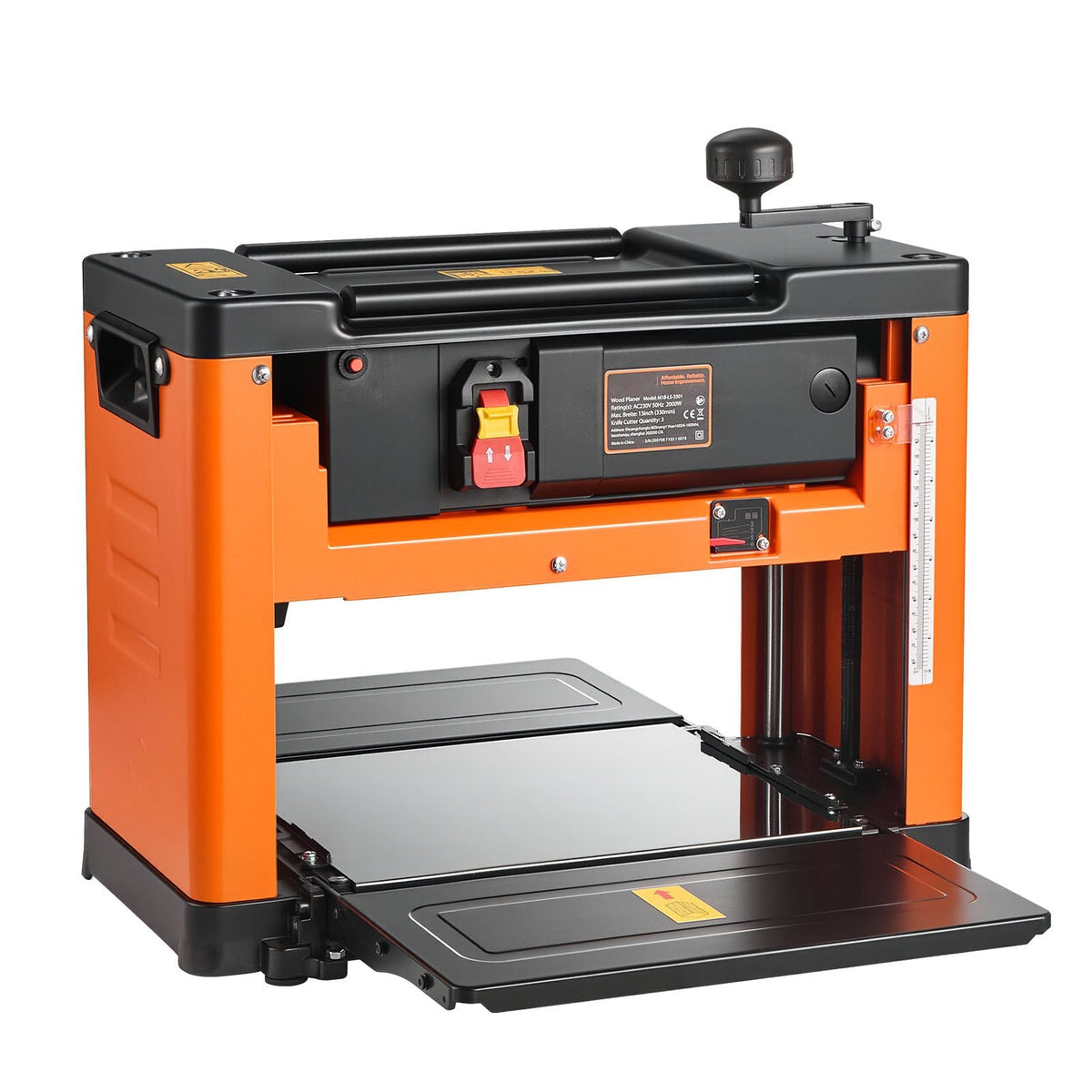 Thickness Planer, Three-Blade, 13-Inch Width Worktable Power Benchtop Planer, 2000W 23500 RPM Powerful Motor, Dual Rollers, Over Protection, Single Speed Woodworking, for Hard Soft Wood Material