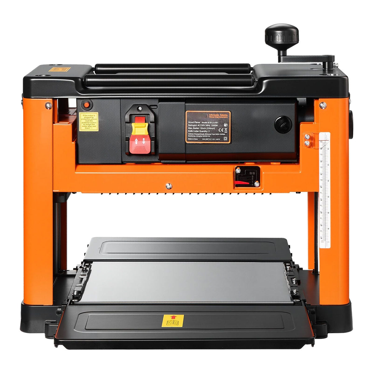 Thickness Planer, Three-Blade, 13-Inch Width Worktable Power Benchtop Planer, 2000W 23500 RPM Powerful Motor, Dual Rollers, Over Protection, Single Speed Woodworking, for Hard Soft Wood Material