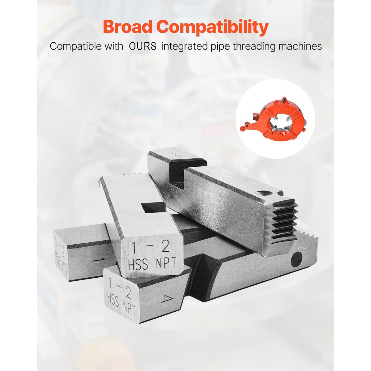 Threading Machine Dies, 1"-2" NPT Pipe Dies(4 Packs), Right-Handed HSS Pipe Threading Dies, Fit Integrated Pipe Threading Machines