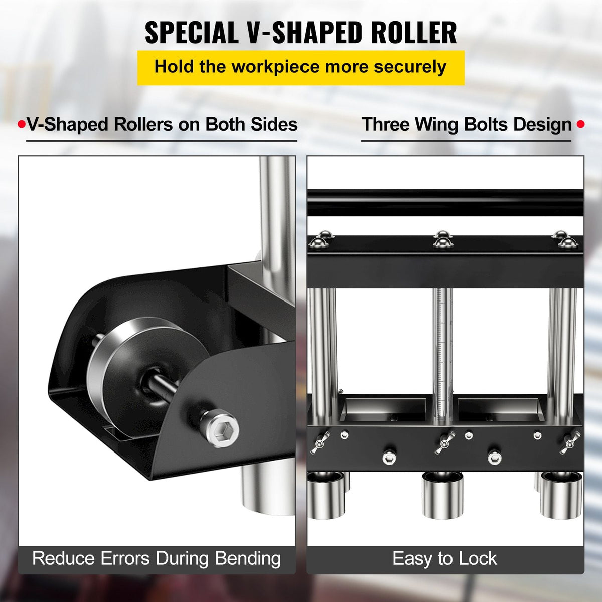 Three-Station Edge Roller, Large Radius, 0-90° Bending Angle Sheet Metal Brake, Quickly Adjusts for Making 0.63\"-5.7\" Bends in 30-19 Gauge Steel, for Clean Crisp Bends in Metal Roofing Materia