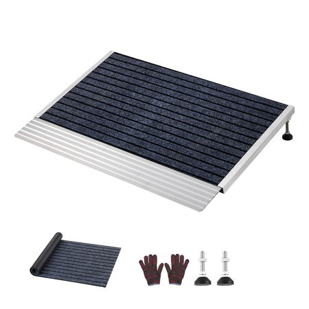 Threshold Ramp for Doorways, 24 x 35.8 in, Platform Aluminum Wheelchair Ramp with Adjustable Height, Non-Slip Door Threshold Ramps, 800 lbs Load Capacity, for Home Steps, Wheelchairs, Walkers