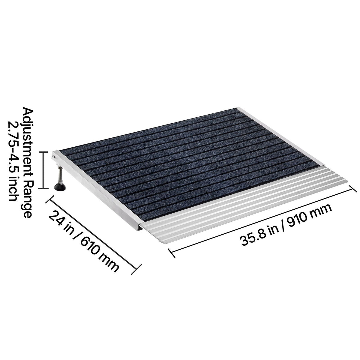 Threshold Ramp for Doorways, 24 x 35.8 in, Platform Aluminum Wheelchair Ramp with Adjustable Height, Non-Slip Door Threshold Ramps, 800 lbs Load Capacity, for Home Steps, Wheelchairs, Walkers