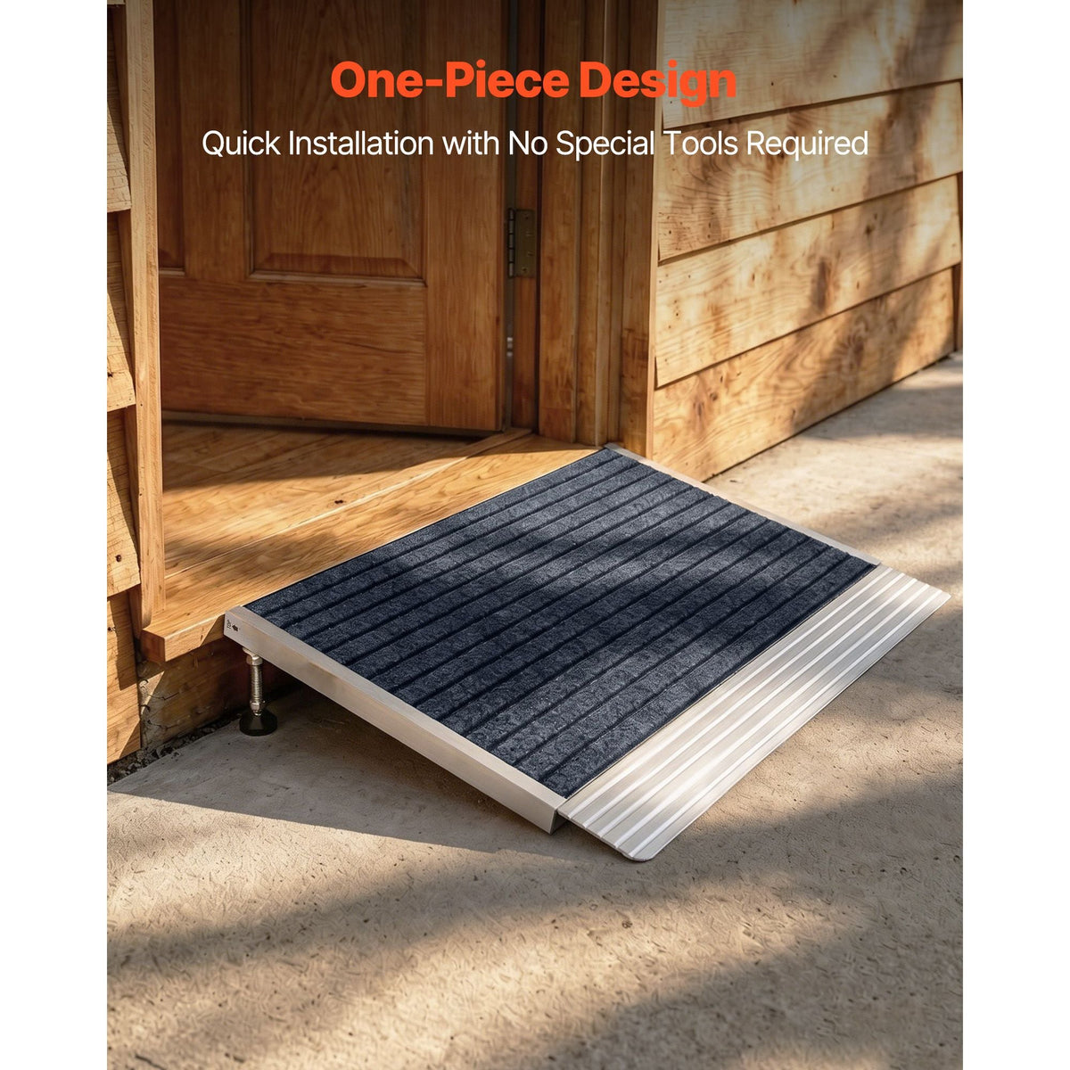 Threshold Ramp for Doorways, 24 x 35.8 in, Platform Aluminum Wheelchair Ramp with Adjustable Height, Non-Slip Door Threshold Ramps, 800 lbs Load Capacity, for Home Steps, Wheelchairs, Walkers