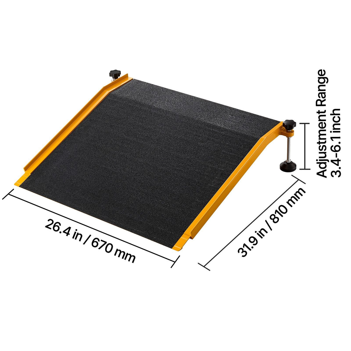 Threshold Ramp for Doorways, 26.4 x 31.9 in, Platform Aluminum Wheelchair Ramp with Adjustable Height, Non-Slip Door Threshold Ramps, 400 lbs Load Capacity, for Home Steps, Wheelchairs, Walkers