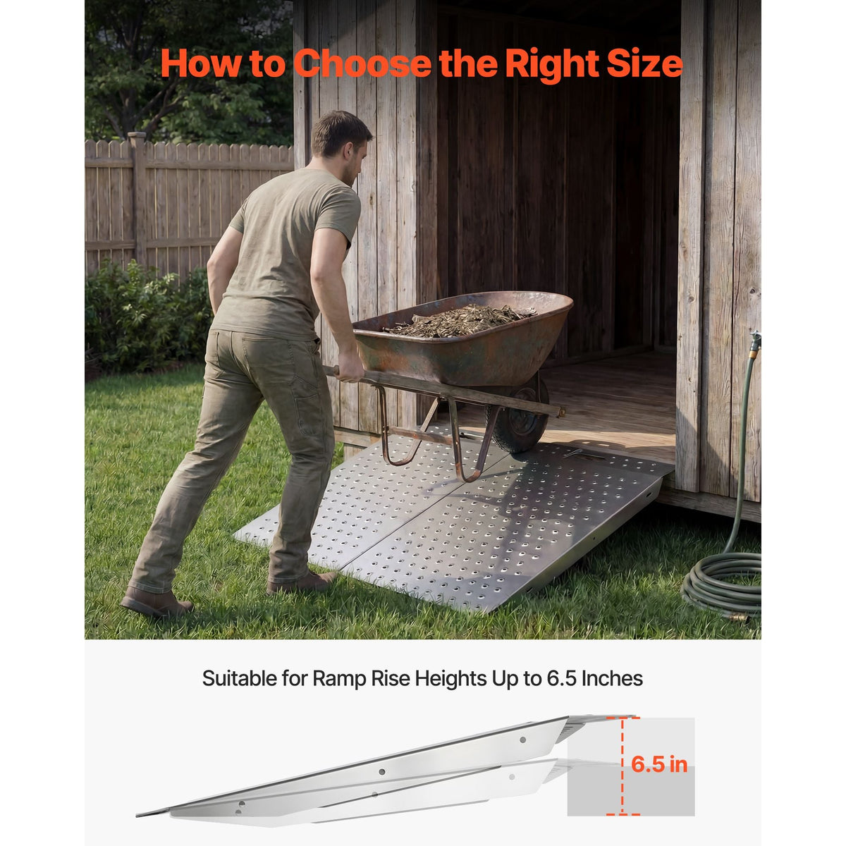 Threshold Ramp for Doorways, 29.5 x 24.3 in, Platform Aluminum Wheelchair Ramp, Non-Slip Door Threshold Ramps, 750 lbs Load Capacity, for Home Steps, Curbs, Wheelchairs, Walkers, Scooter, Carts