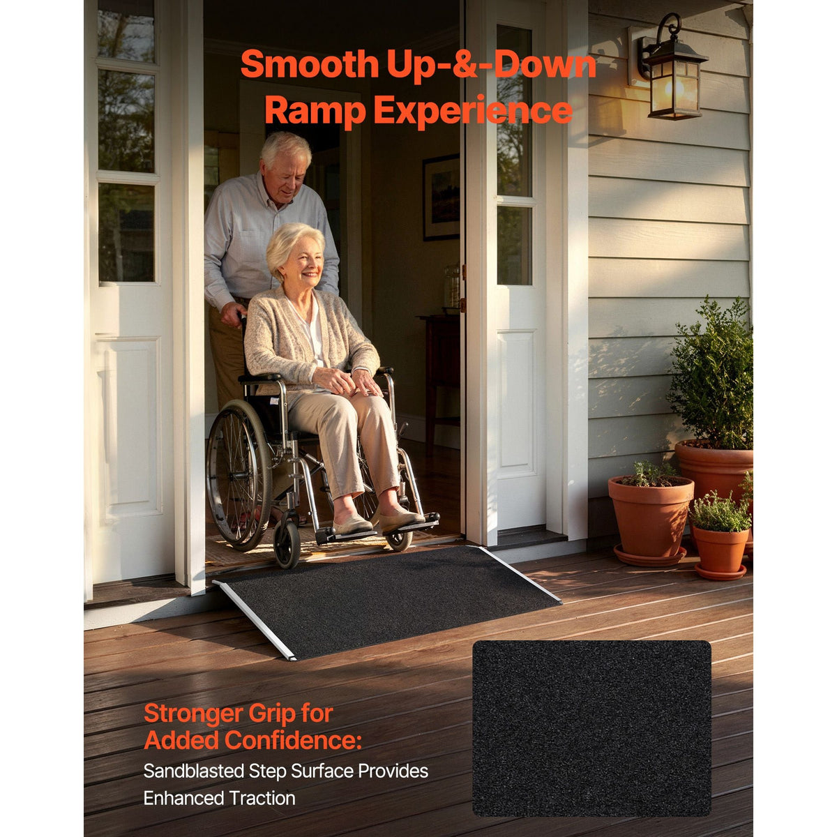Threshold Ramp for Doorways, 31.9 x 15.4 in, Platform Aluminum Wheelchair Ramp, Non-Slip Door Threshold Ramps, 400 lbs Load Capacity, for Home Steps, Curbs, Wheelchairs, Walkers, Scooter, Carts