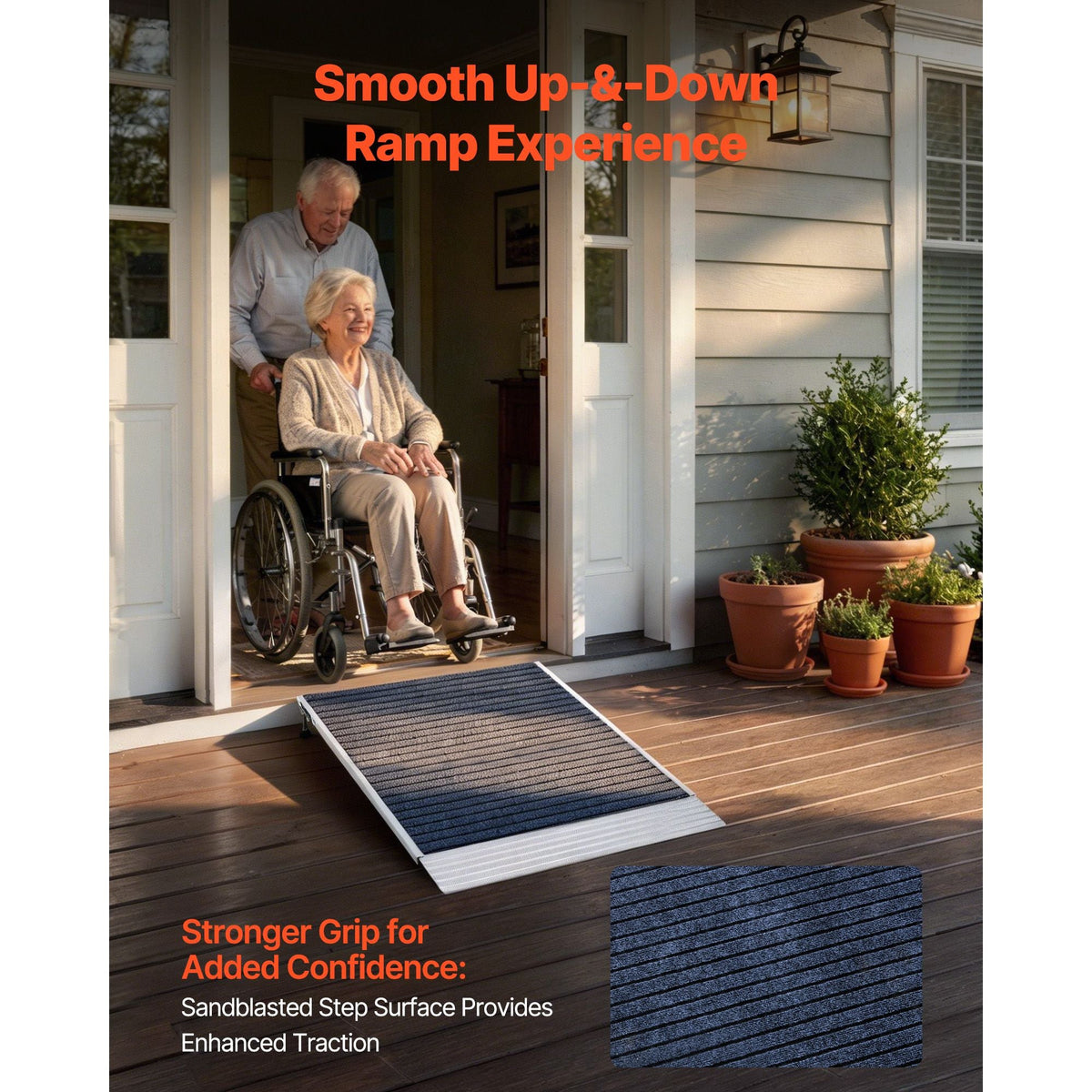 Threshold Ramp for Doorways, 36 x 36 in, Platform Aluminum Wheelchair Ramp with Adjustable Height, Non-Slip Door Threshold Ramps, 700 lbs Load Capacity, for Home Steps, Wheelchairs, Walkers