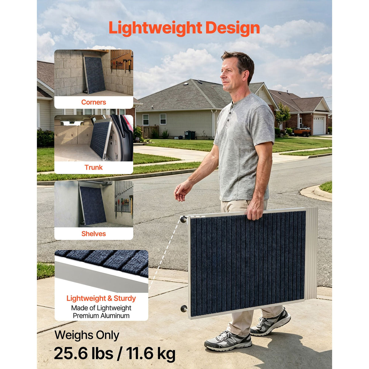 Threshold Ramp for Doorways, 36 x 36 in, Platform Aluminum Wheelchair Ramp with Adjustable Height, Non-Slip Door Threshold Ramps, 700 lbs Load Capacity, for Home Steps, Wheelchairs, Walkers