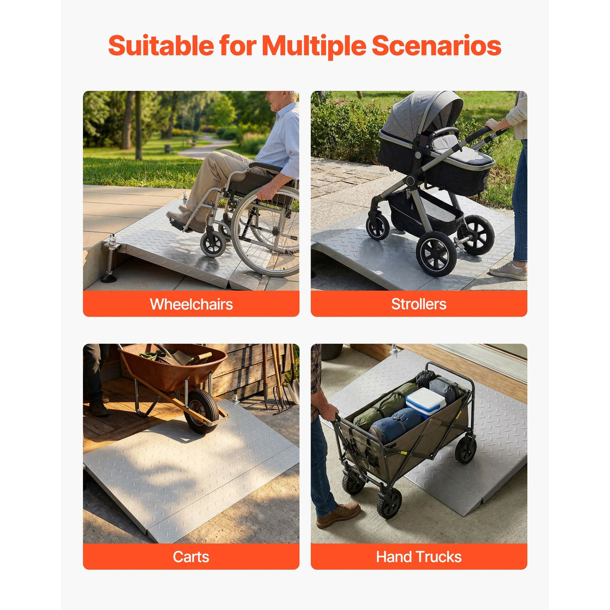 Threshold Ramp for Doorways, 42.5 x 23.2 in, Platform Aluminum Wheelchair Ramp with Adjustable Height, Non-Slip Door Threshold Ramps, 1000 lbs Capacity, for Home Steps, Wheelchairs, Walkers