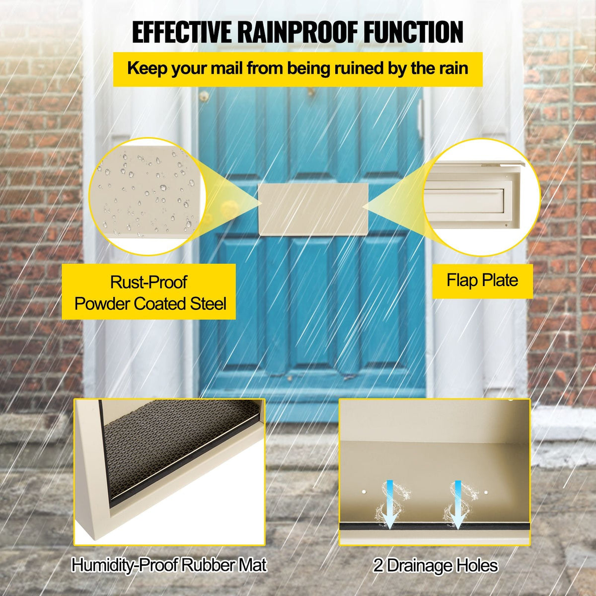 Through-The-Door Locking Drop Box, 11.8\'\'x4.3\'\'x14.2\'\' Door Drop Box, Door Slot Mailbox with 1.77\'\' Chute & Code Lock, Rainproof Steel Mail Catcher for Depositing Mail, Keys, Rents, Chec