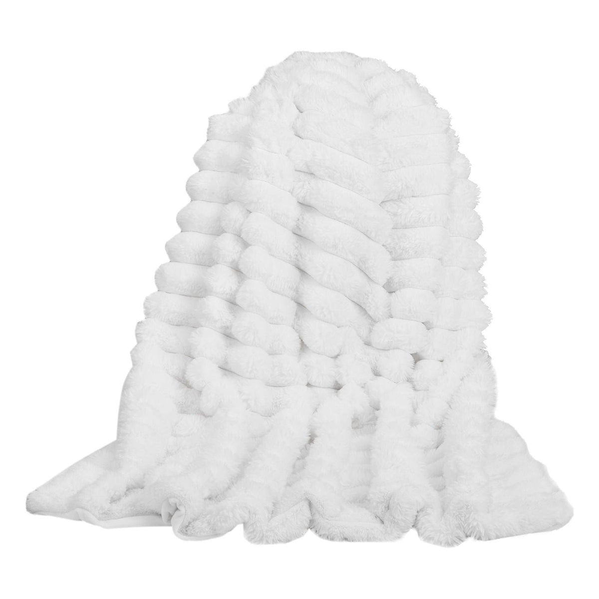 Throw Blanket, 50 x 60 Inches / 1270 x 1524 mm, Faux Fur Cozy Throw Blankets, Cute Small Fuzzy Throws, Lightweight Super Soft Bed Blanket, Ideal for Couch, Sofa, Bedroom, White