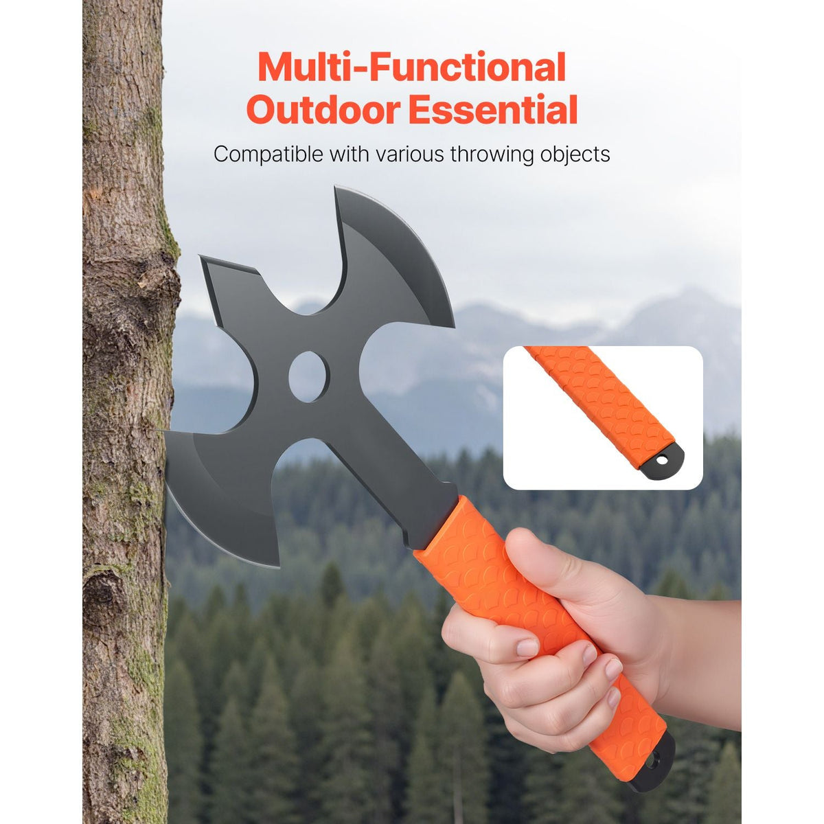 Throwing Axes and Tomahawks, 3 Pack 13.4 inch Triple Edge Axe Throwing Hatchet Set, Stainless Steel Head with Non-Slip TPR Rubber Handle, with Black Nylon Sheath, for Recreation and Competition