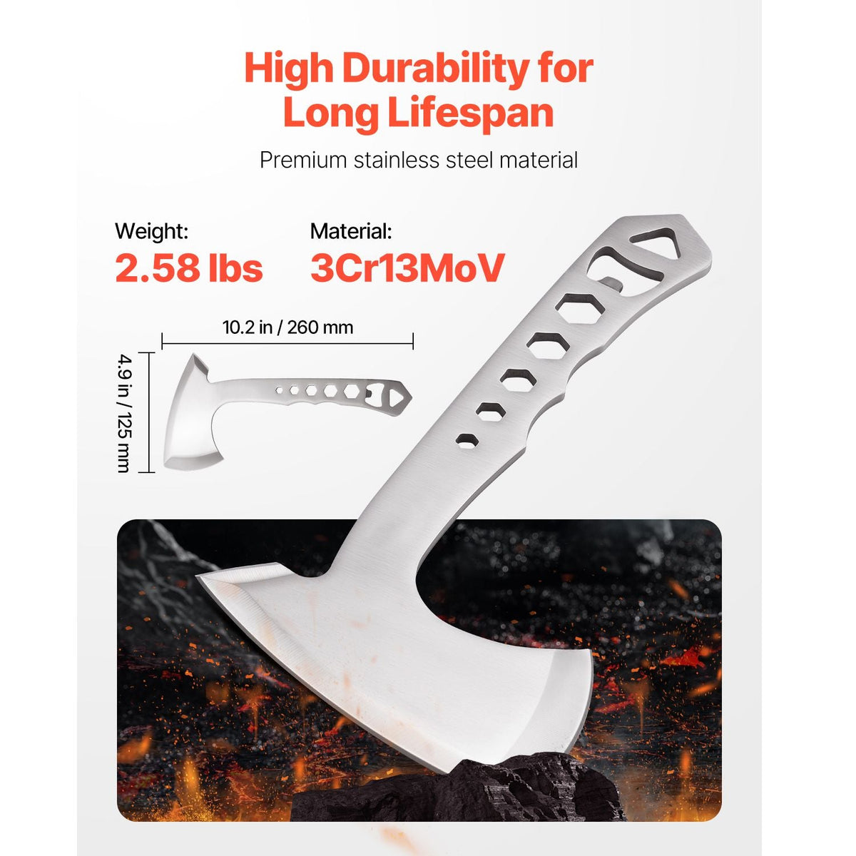 Throwing Axes and Tomahawks, 3 Pack Hatchet Axes and 3 Pack Knives Throwing Products Set, Handle with Wrench and Bottle Opener, Stainless Steel, Black Nylon Sheath, for Recreation Competition