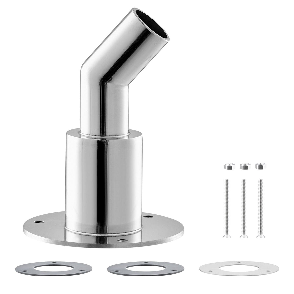 Thru Hull Exhaust Skin Fitting, 0.94 inch Diesel Heater Exhaust Skin Fitting, Elbow Hull Exhausts Pipe Socket Replacement with Screws, Nuts & Gasket for Diesel Heaters, 316 Stainless Steel