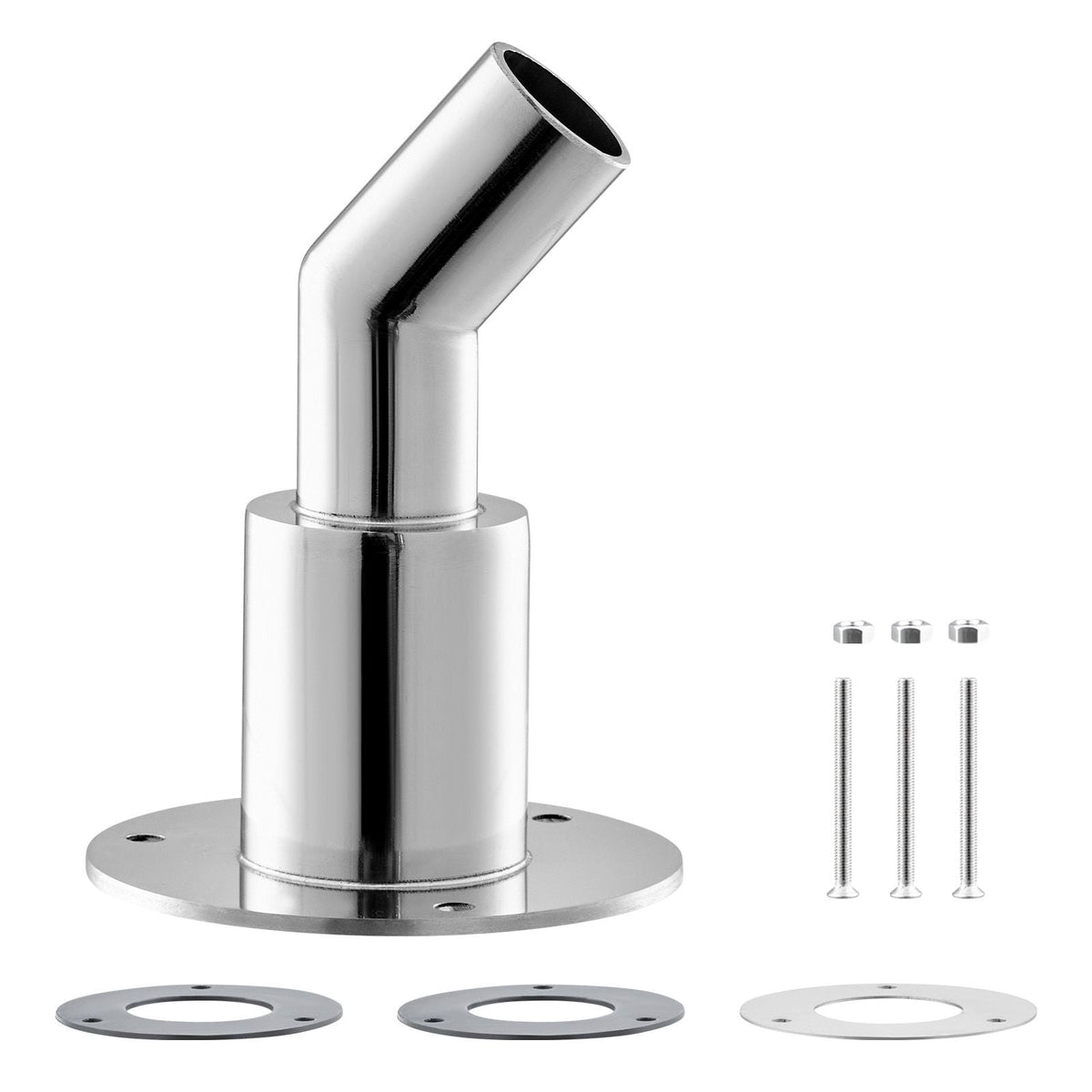 Thru Hull Exhaust Skin Fitting, 0.94 inch Diesel Heater Exhaust Skin Fitting, Elbow Hull Exhausts Pipe Socket Replacement with Screws, Nuts & Gasket for Diesel Heaters, 316 Stainless Steel