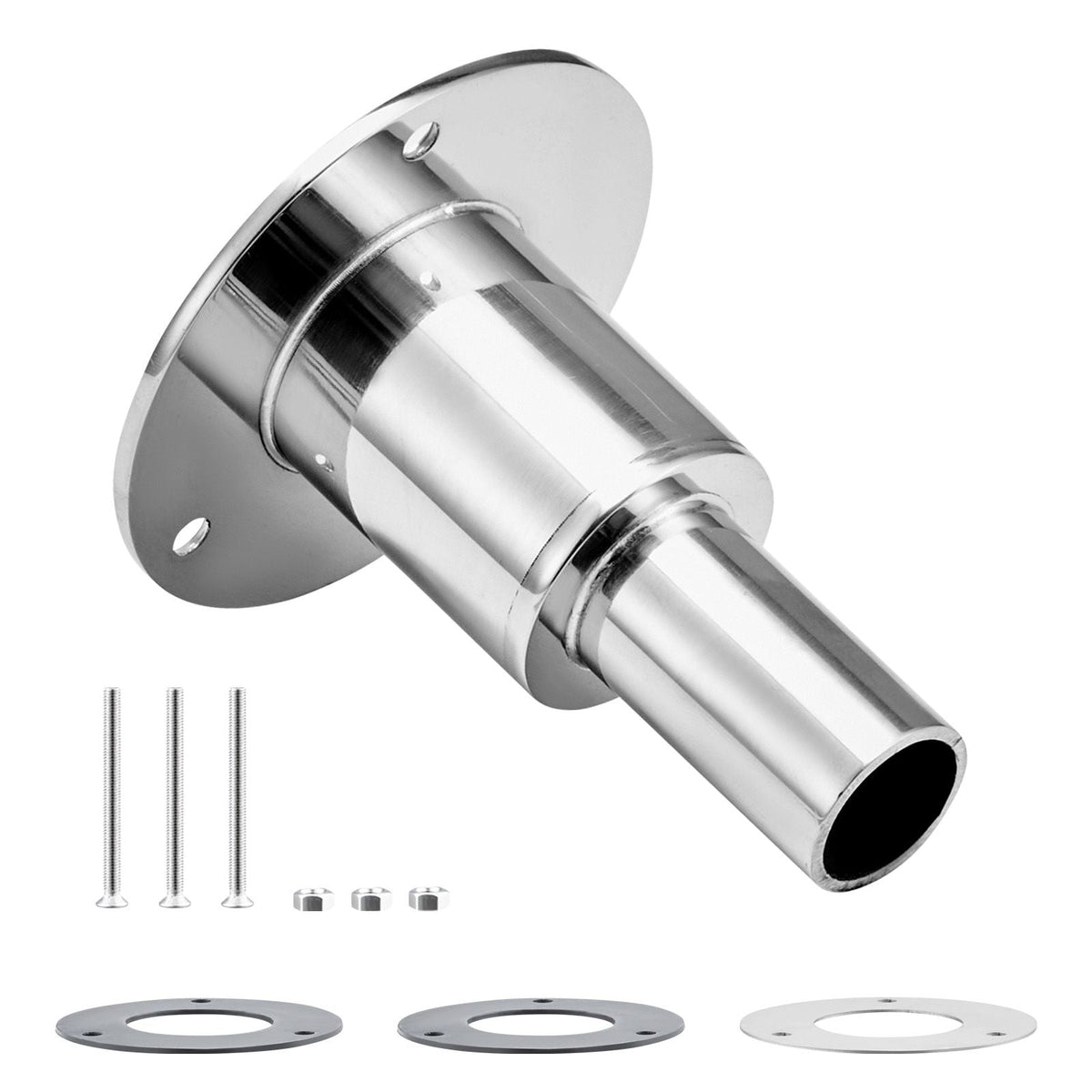 Thru Hull Exhaust Skin Fitting, 0.94 inch Diesel Heater Exhaust Skin Fitting, Straight Thru Hull Exhausts Skins Fits Kit with Screws, Nuts & Gasket for Diesel Heaters, 316 Stainless Steel