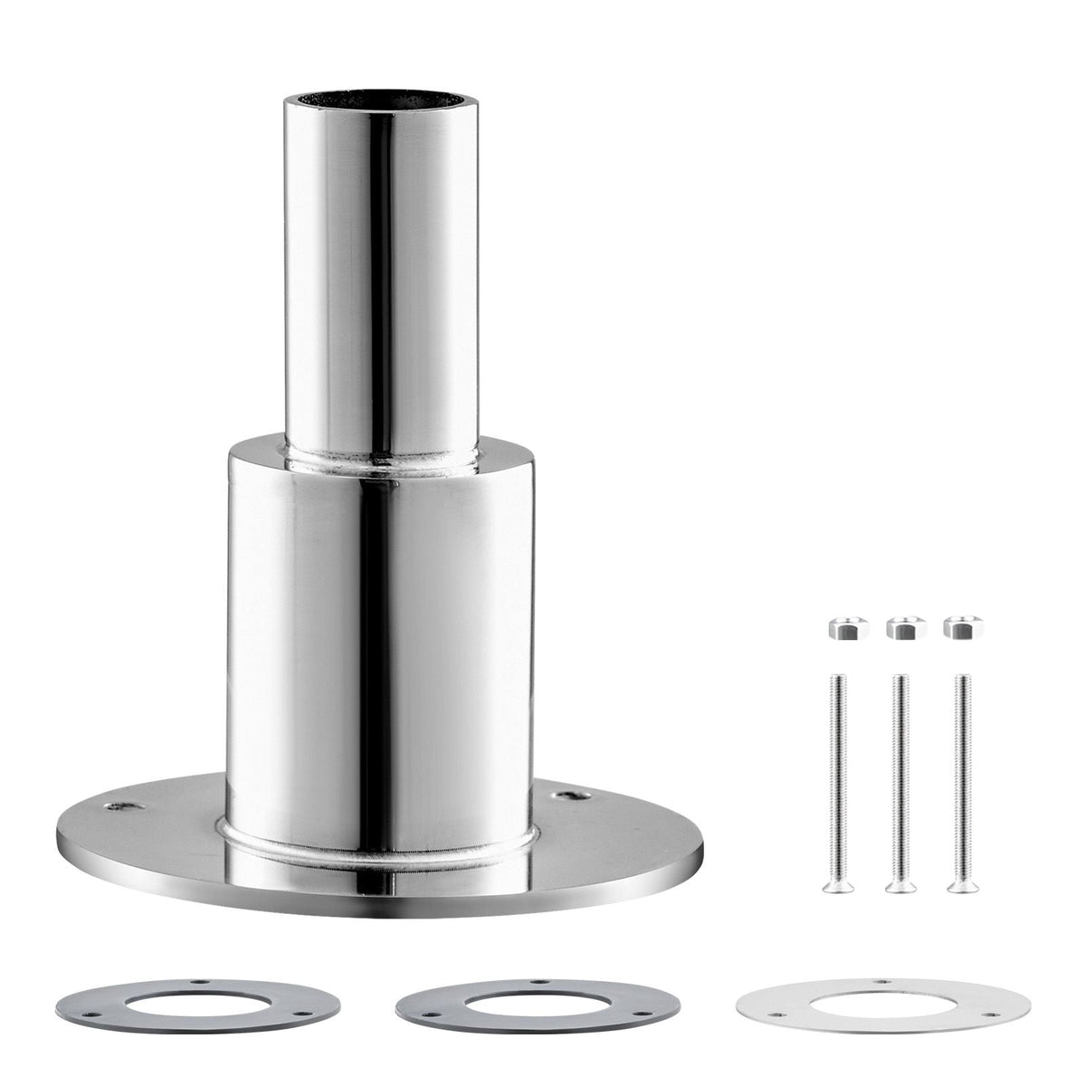 Thru Hull Exhaust Skin Fitting, 0.94 inch Diesel Heater Exhaust Skin Fitting, Straight Thru Hull Exhausts Skins Fits Kit with Screws, Nuts & Gasket for Diesel Heaters, 316 Stainless Steel