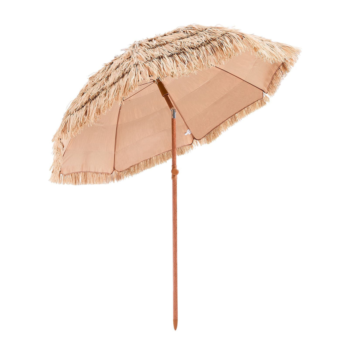 Tiki Umbrella, 6 ft Thatched Patio Umbrella with Tilt, Hawaiian Style Beach Parasol with Durable PP Thatch and 8 Metal Ribs, Grass Pool Umbrellas for Beach, Patio, Poolside, Backyard & Garden