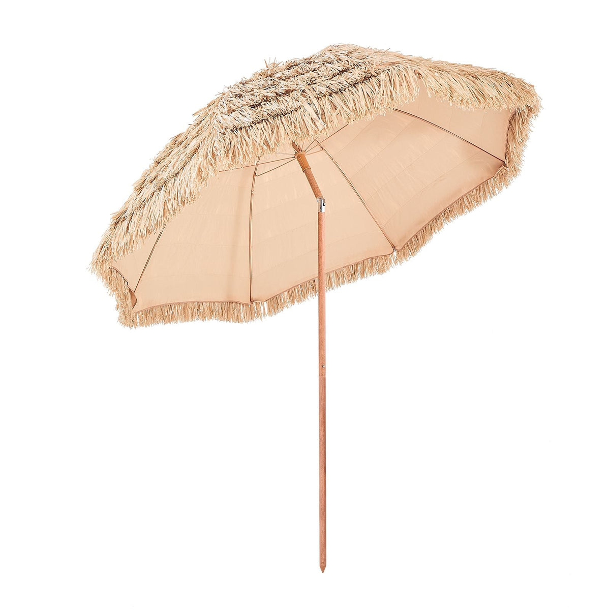 Tiki Umbrella, 8 ft Thatched Patio Umbrella with Tilt, Hawaiian Style Beach Parasol with Durable PP Thatch and 8 Metal Ribs, Grass Pool Umbrellas for Beach, Patio, Poolside, Backyard & Garden
