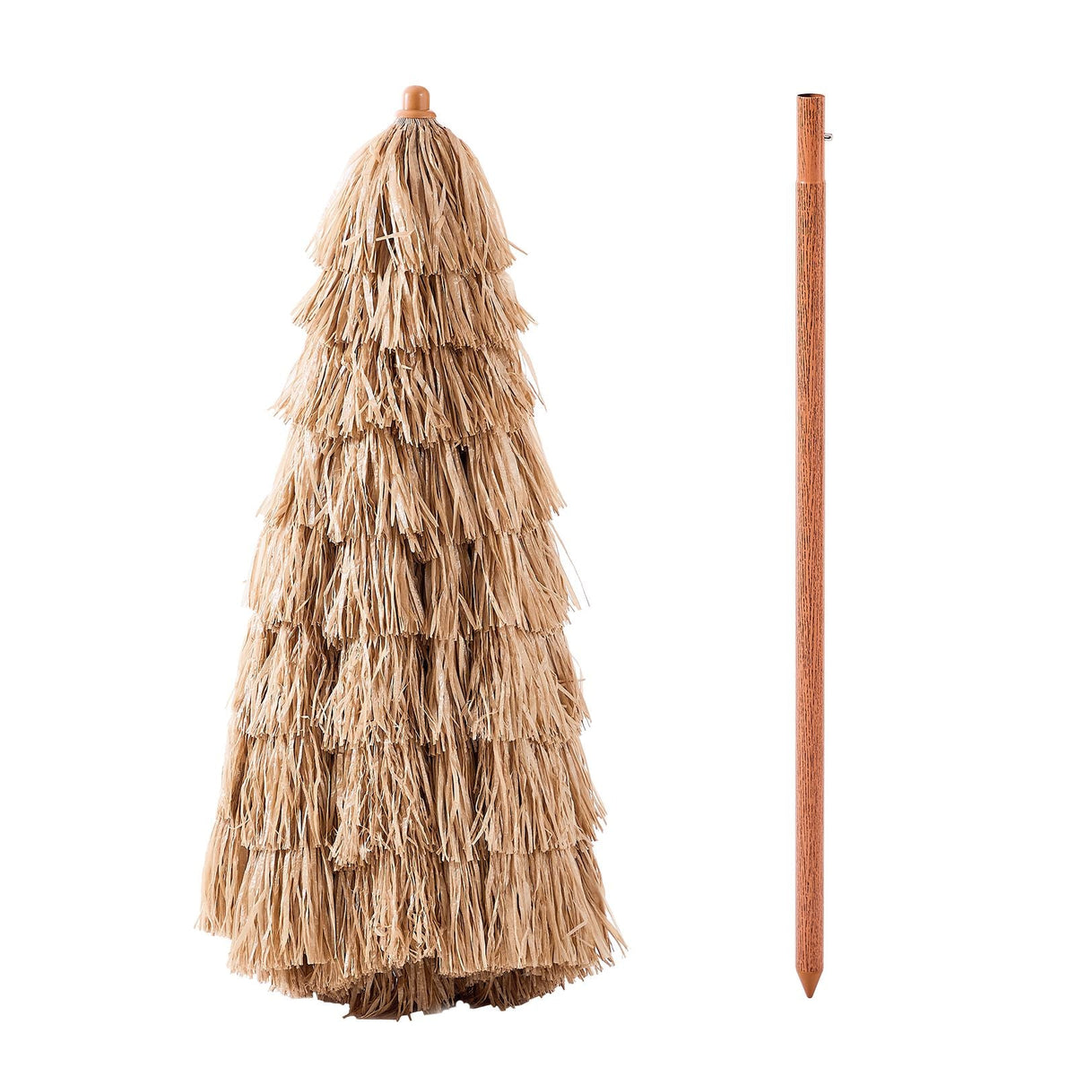 Tiki Umbrella, 8 ft Thatched Patio Umbrella with Tilt, Hawaiian Style Beach Parasol with Durable PP Thatch and 8 Metal Ribs, Grass Pool Umbrellas for Beach, Patio, Poolside, Backyard & Garden
