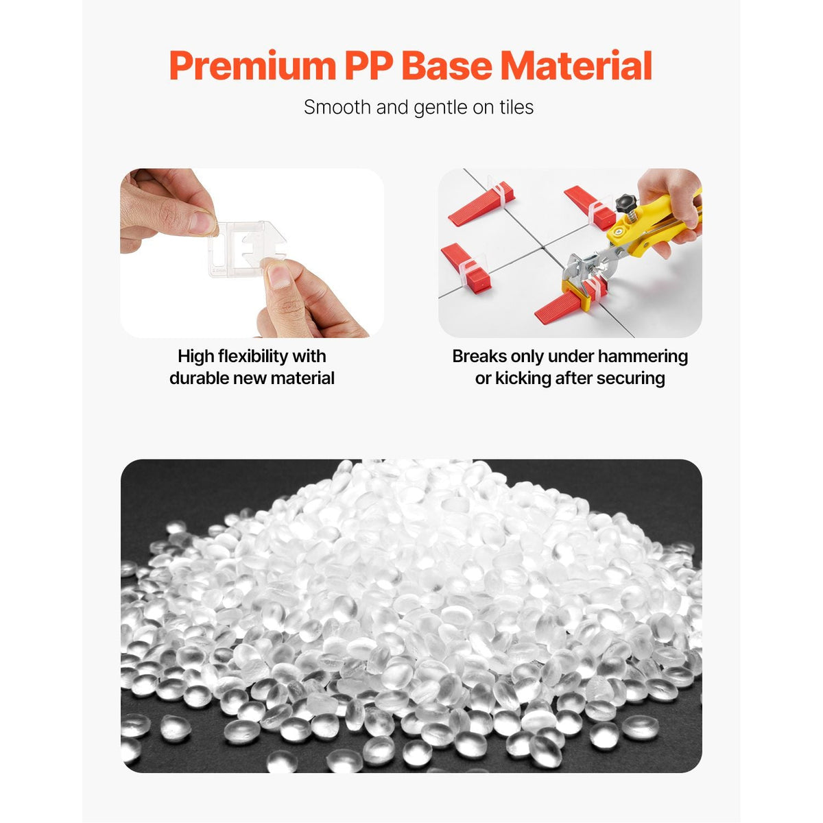 Tile Leveling System, 1/8 Inch(3 mm) with 1pc Tile Plier, 700 PCS DIY Tile Leveler Spacers Clips and 200 PCS Reusable Wedges, Tile Tools Set for Professional Ceramic Tile and Stone Installation