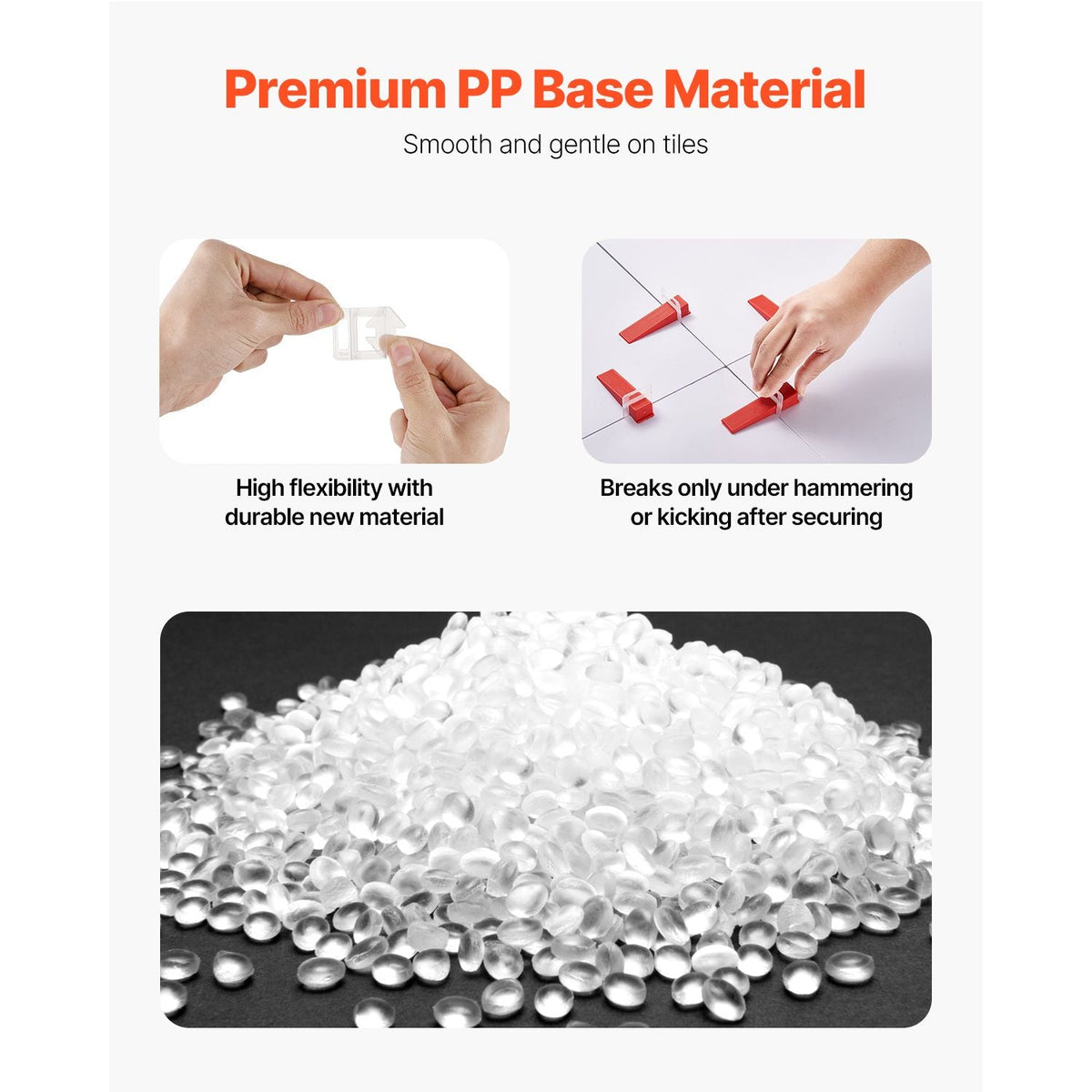 Tile Leveling System Clips, 2200-Piece DIY Tile Leveler Spacers, 1/16"(1.5 mm) Tile Leveler Clips, Tile Leveling System Tile Installation Tools for Professional Ceramic Tile, Stone Installation