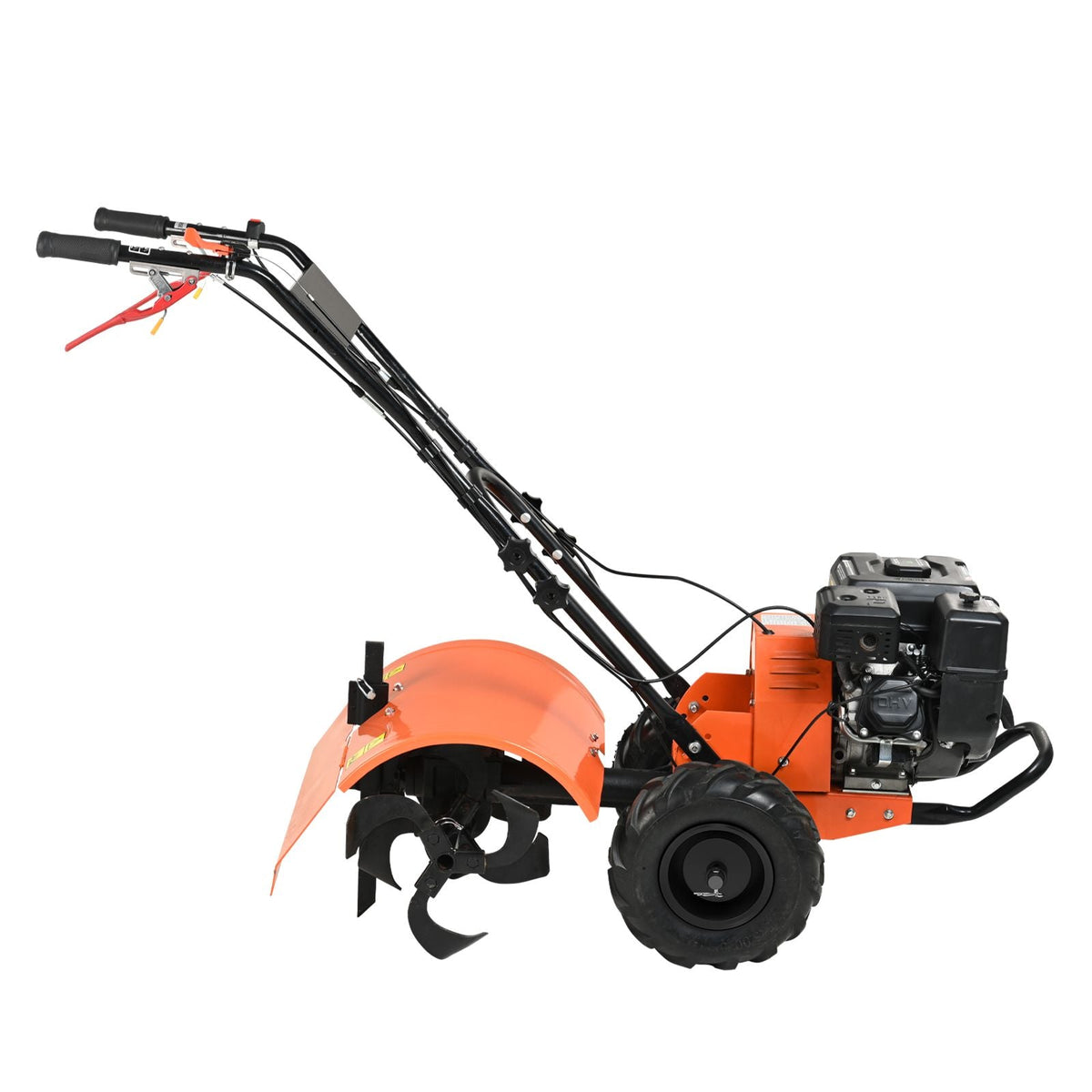 Tiller Cultivator, 212CC 4-Stroke Garden Cultivator, Tiller with 4 Steel Adjustable Rear Tines for Lawn, Garden and Field Soil Cultivation