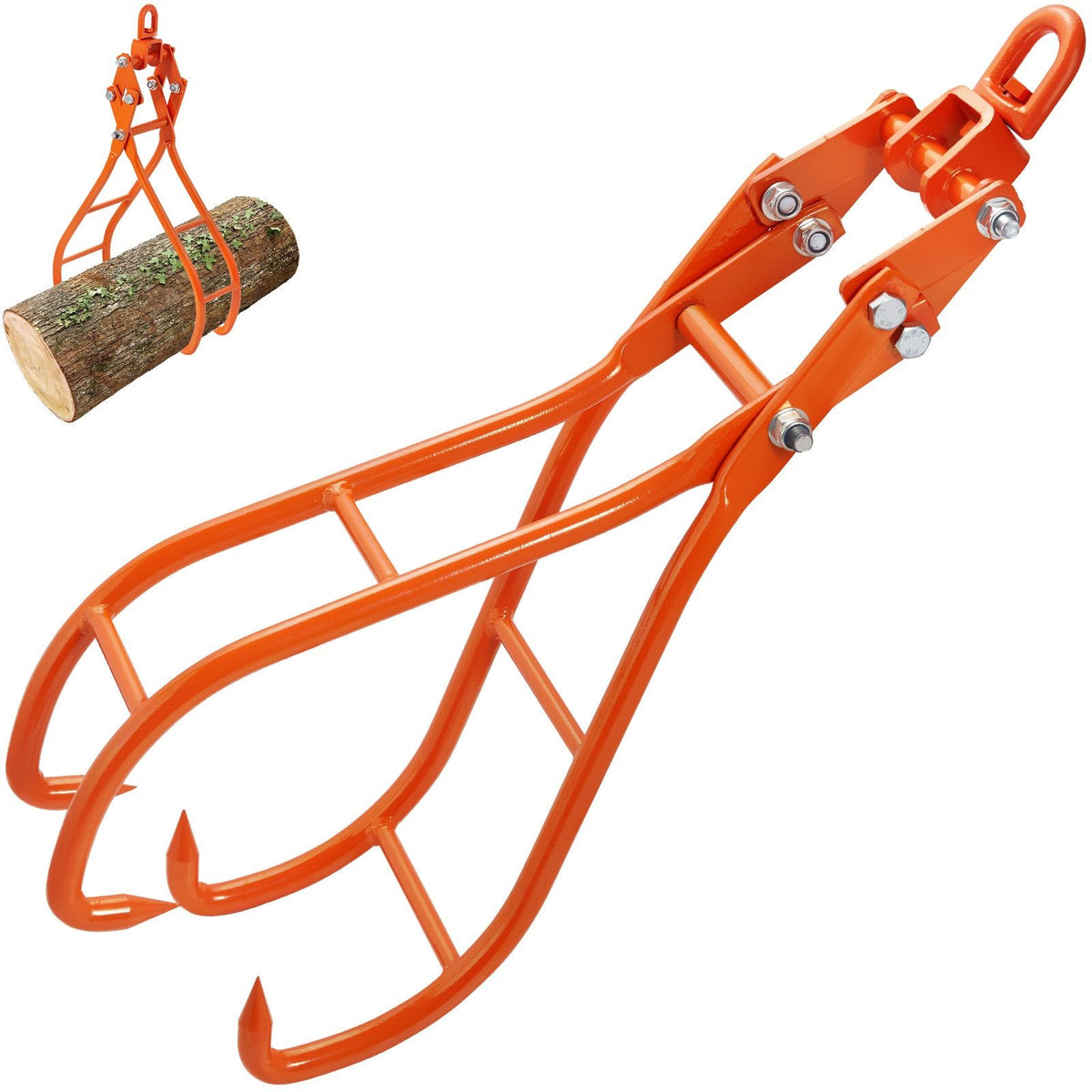 Timber Claw Hook, 28 inch 4 Claw Log Grapple for Logging Tongs, Swivel Steel Log Lifting Tongs, Eagle Claws Design with 2205 lbs/1000 kg Loading Capacity for Tractors, ATVs, Trucks, Forklifts